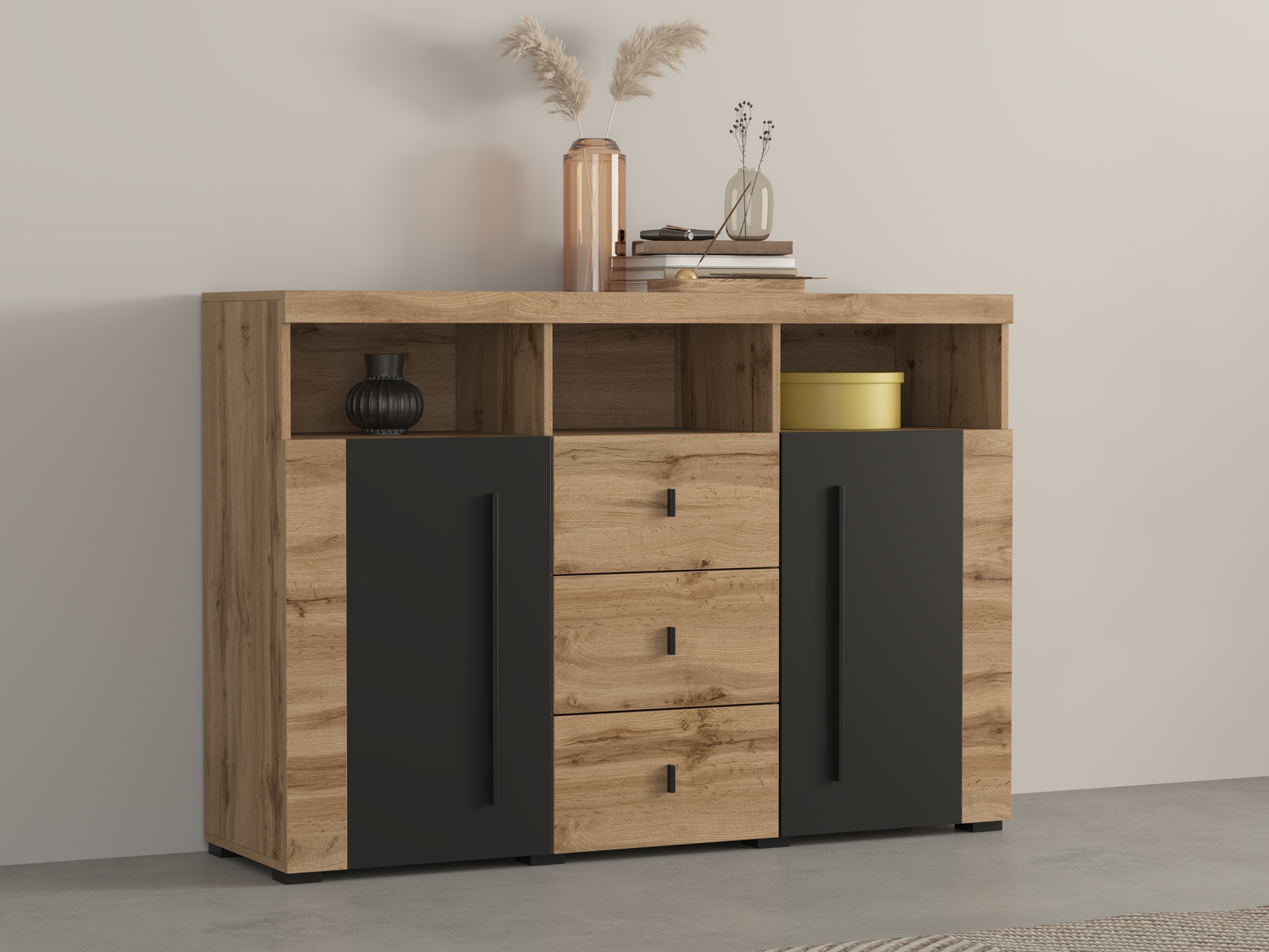 Komoda Sorciro 101 (Crno + Вотан храст)