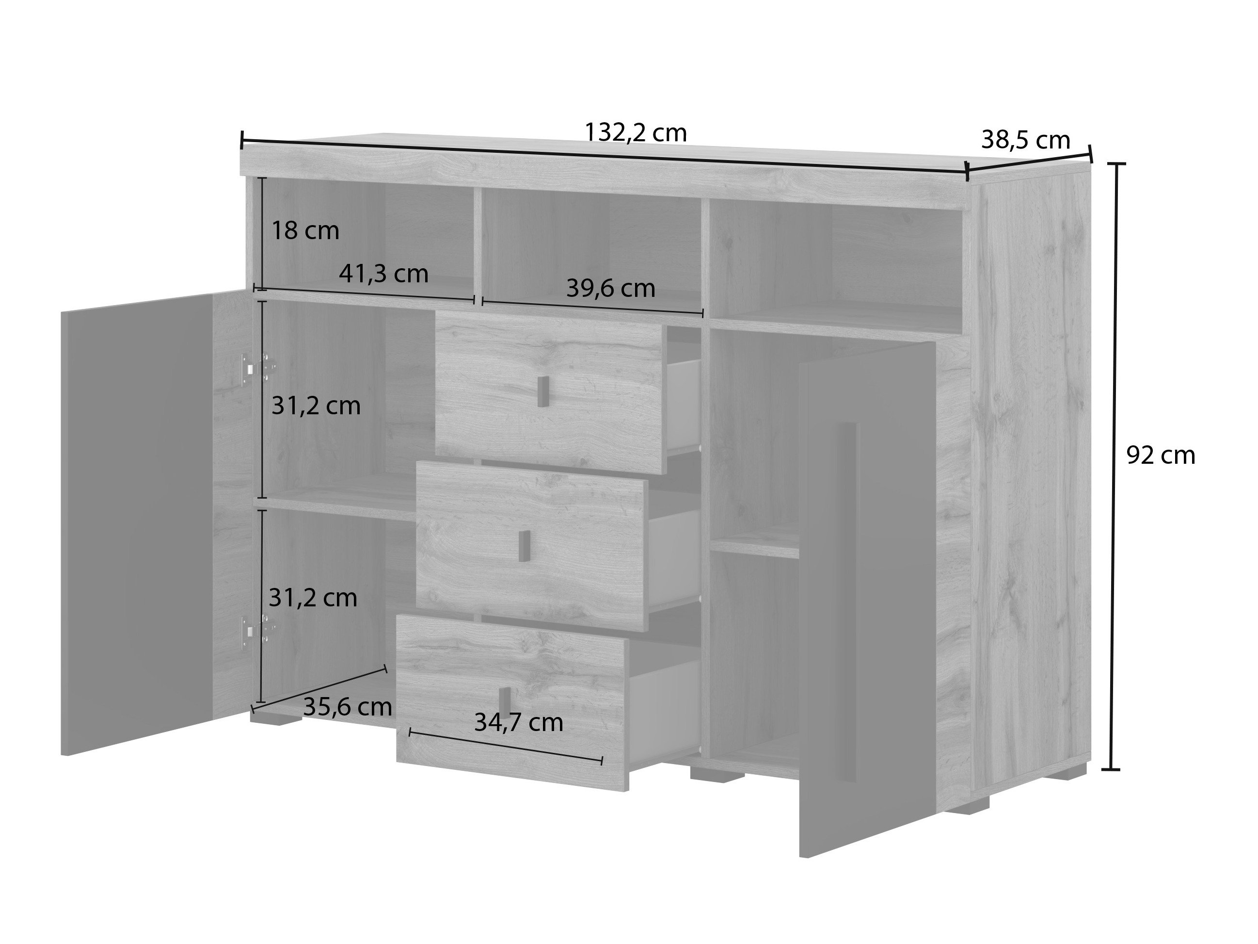 Komoda Sorciro 101 (Crno + Вотан храст)