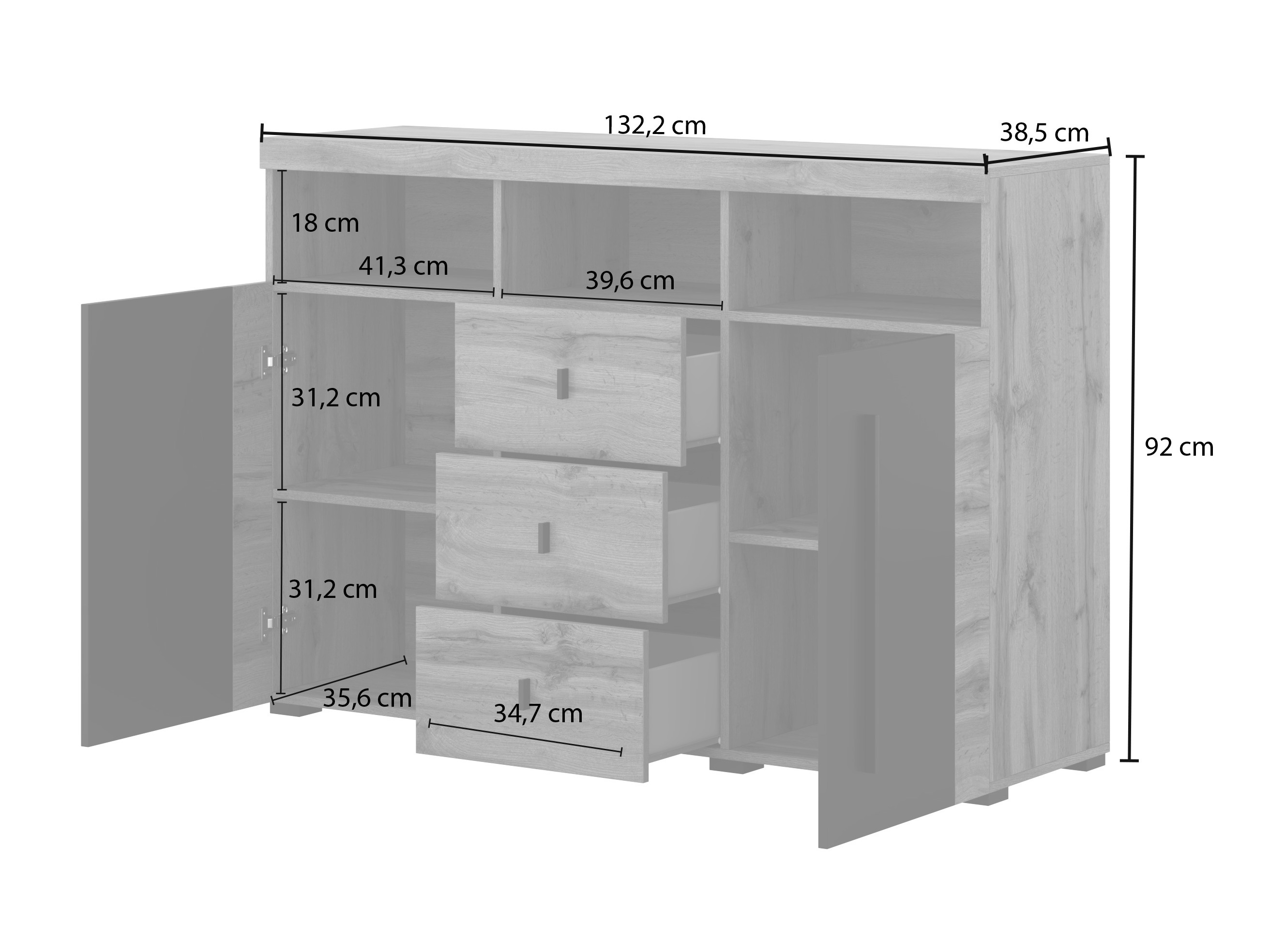 Komoda Sorciro 101 (Orah + Tamni hrast)
