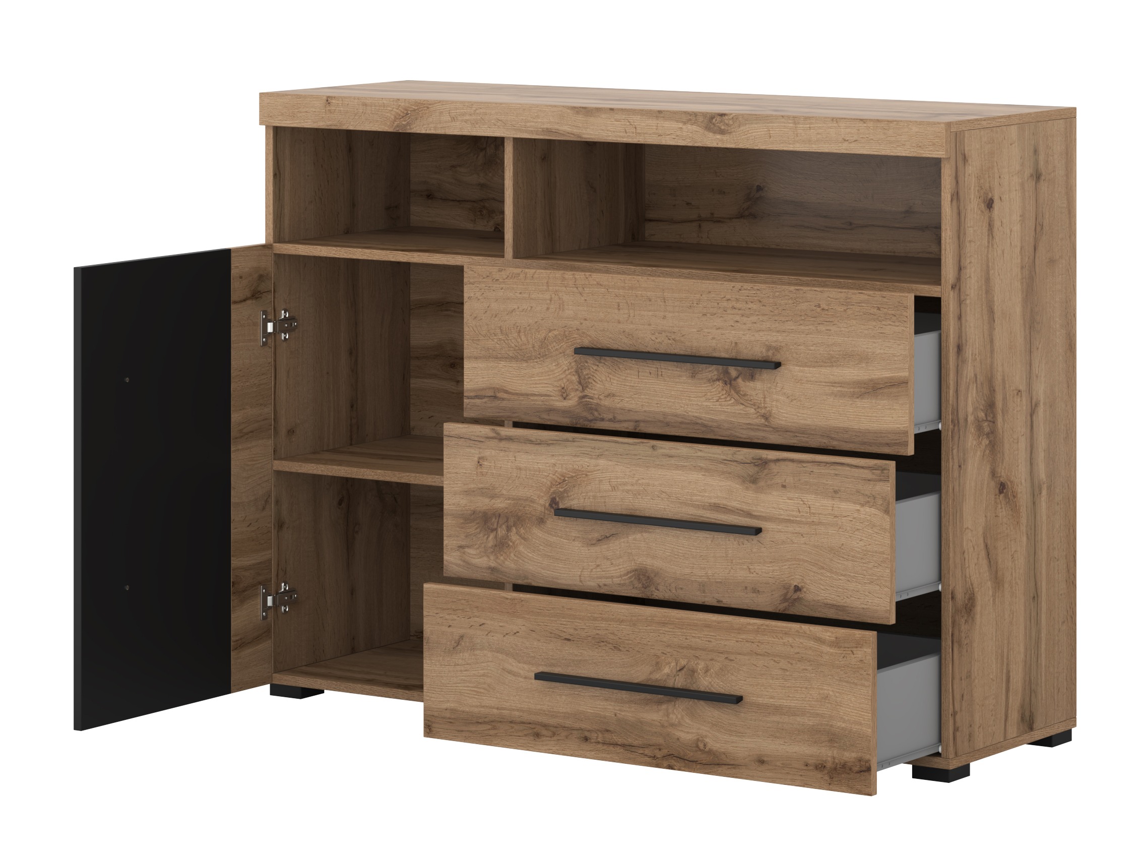 Komoda Sorciro 102 (Crno + Вотан храст)