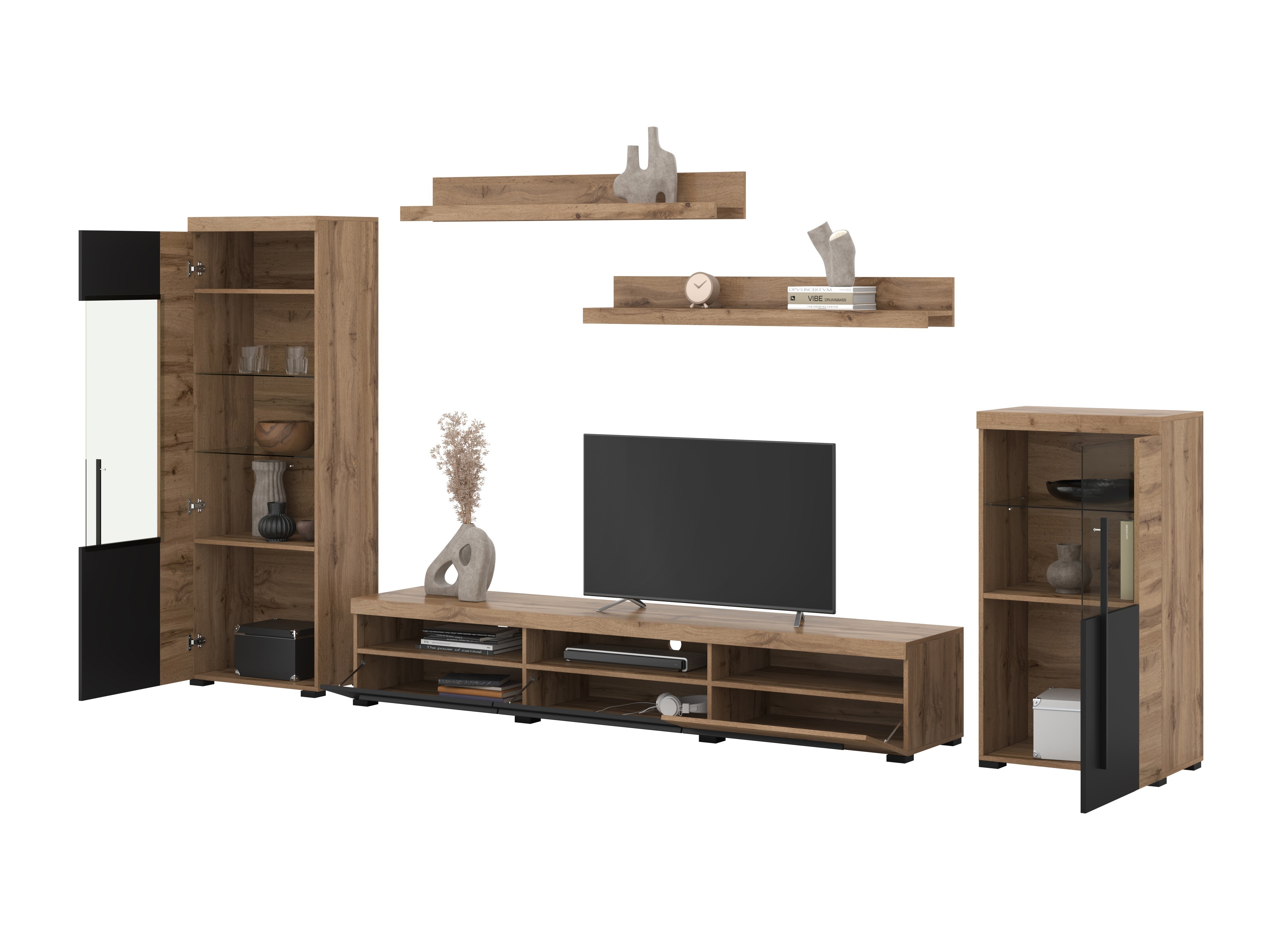 Set za dnevnu sobu Sorciro 103 (Crno + Hrast Votan)