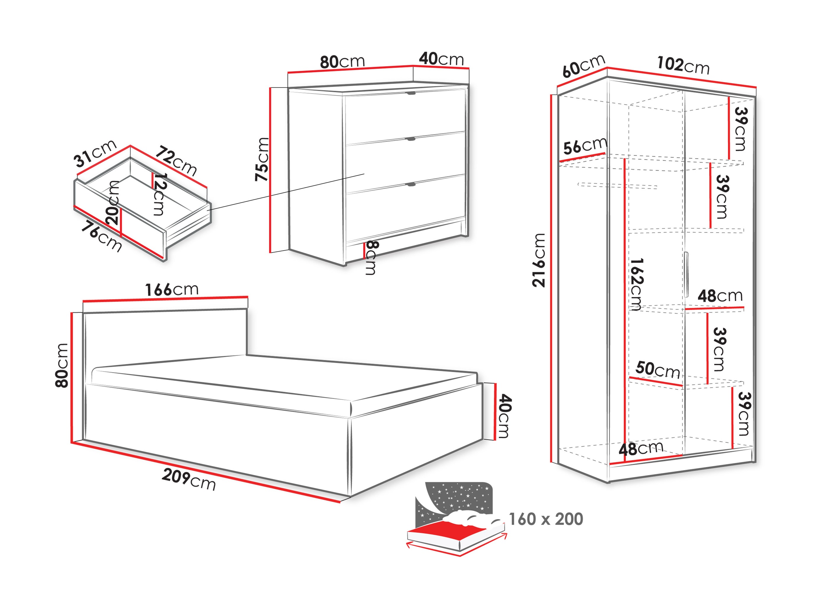 Set spavaća soba Comfivo Papilio