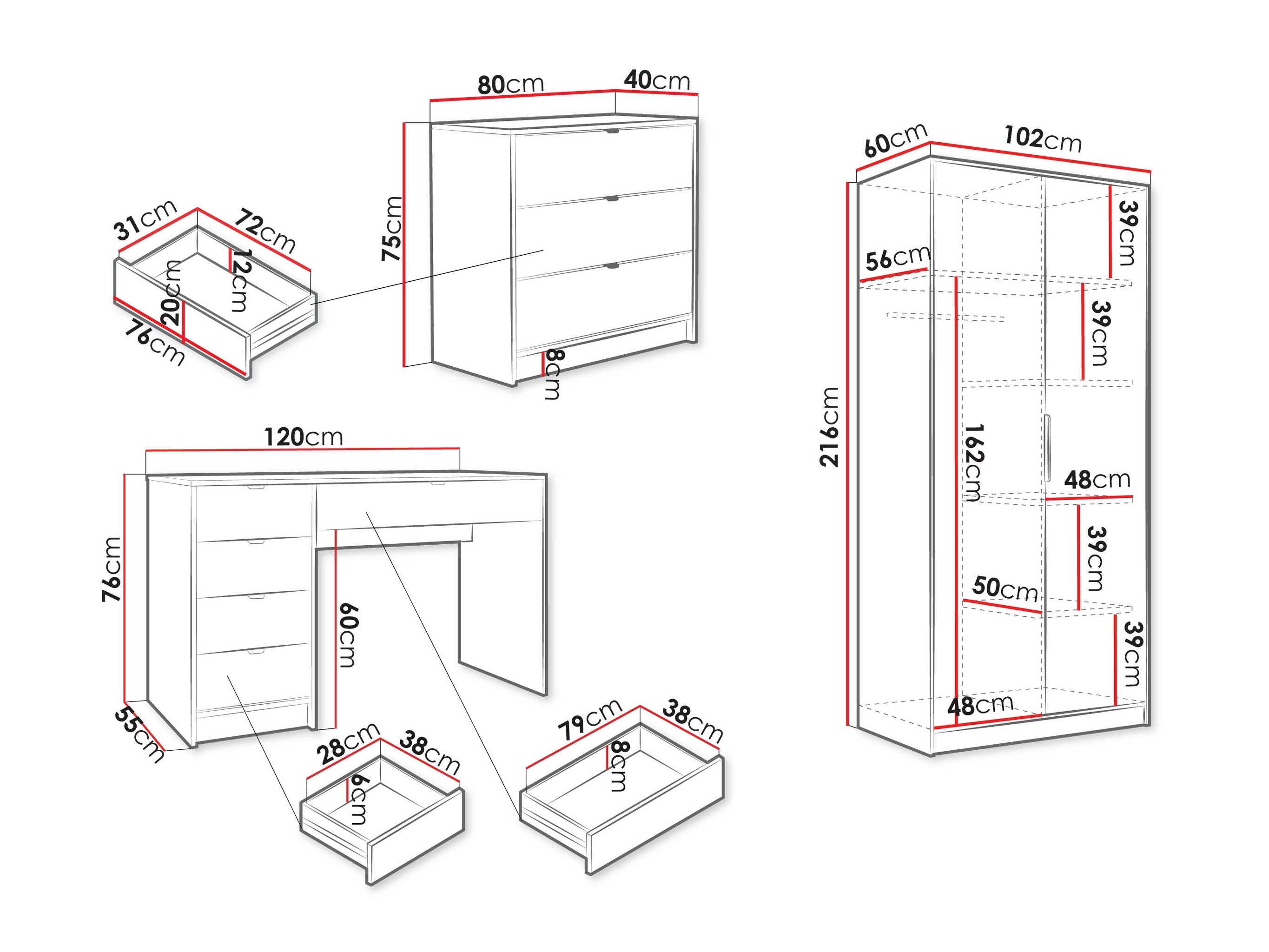 Set za kućnu kancelariju Comfivo Larmire 123 (Belo)