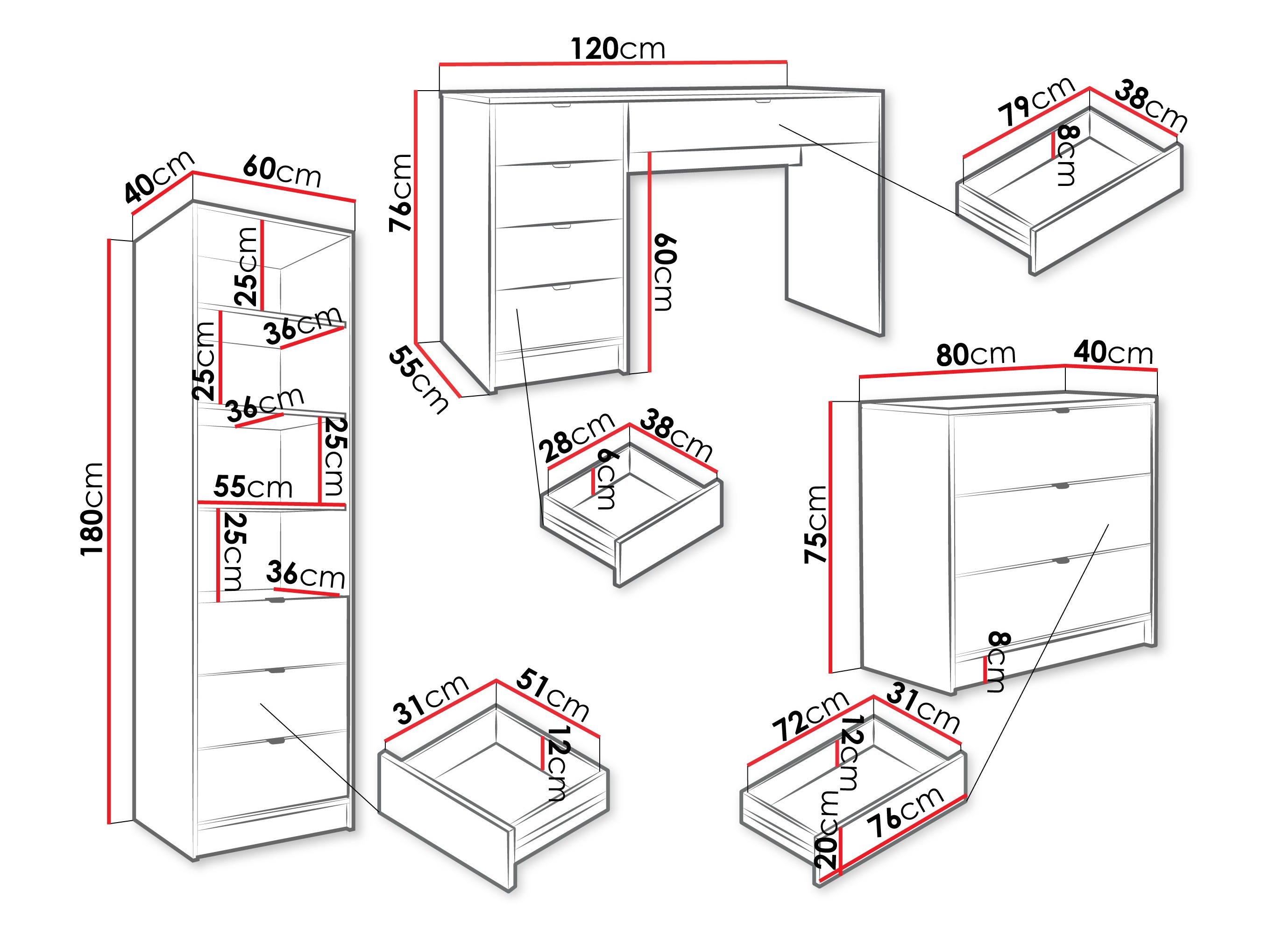 Set za kućnu kancelariju Comfivo Papilio V (Belo)