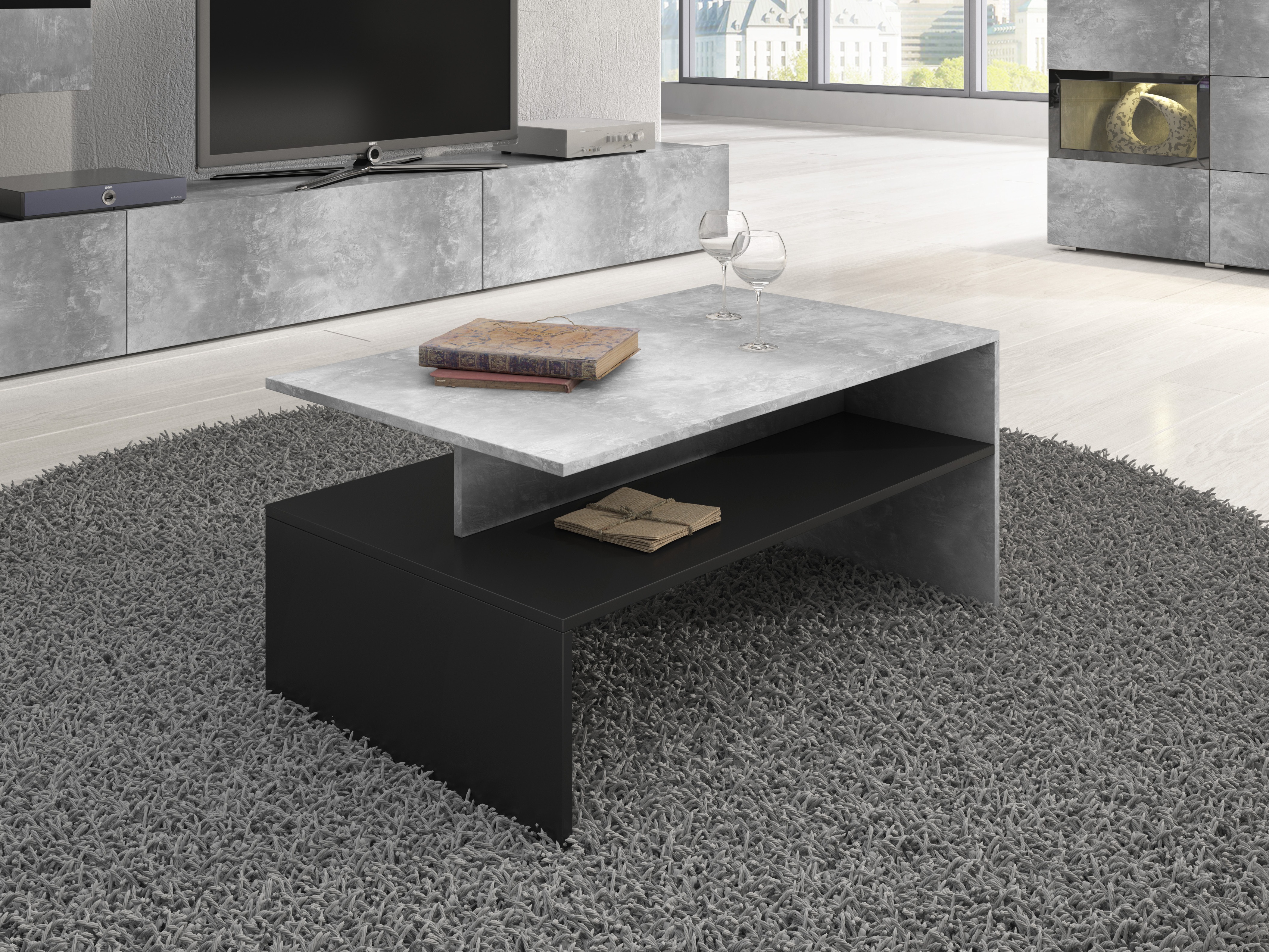 Stočić za kafu Serodeu 103 (Boja betona + Crno)