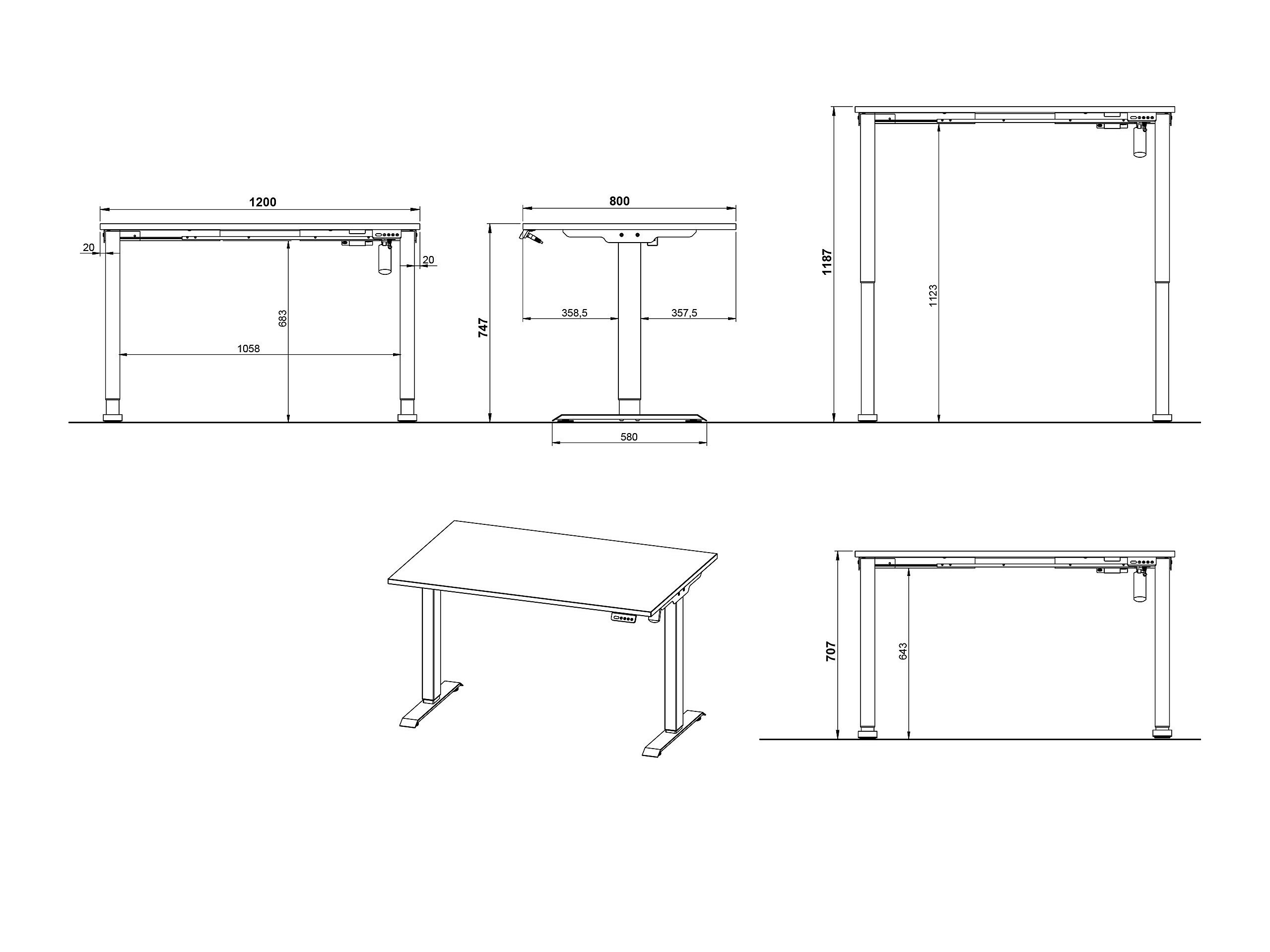 Sto sa podesivom visinom Lartesi 115 (Graphite + Belo)