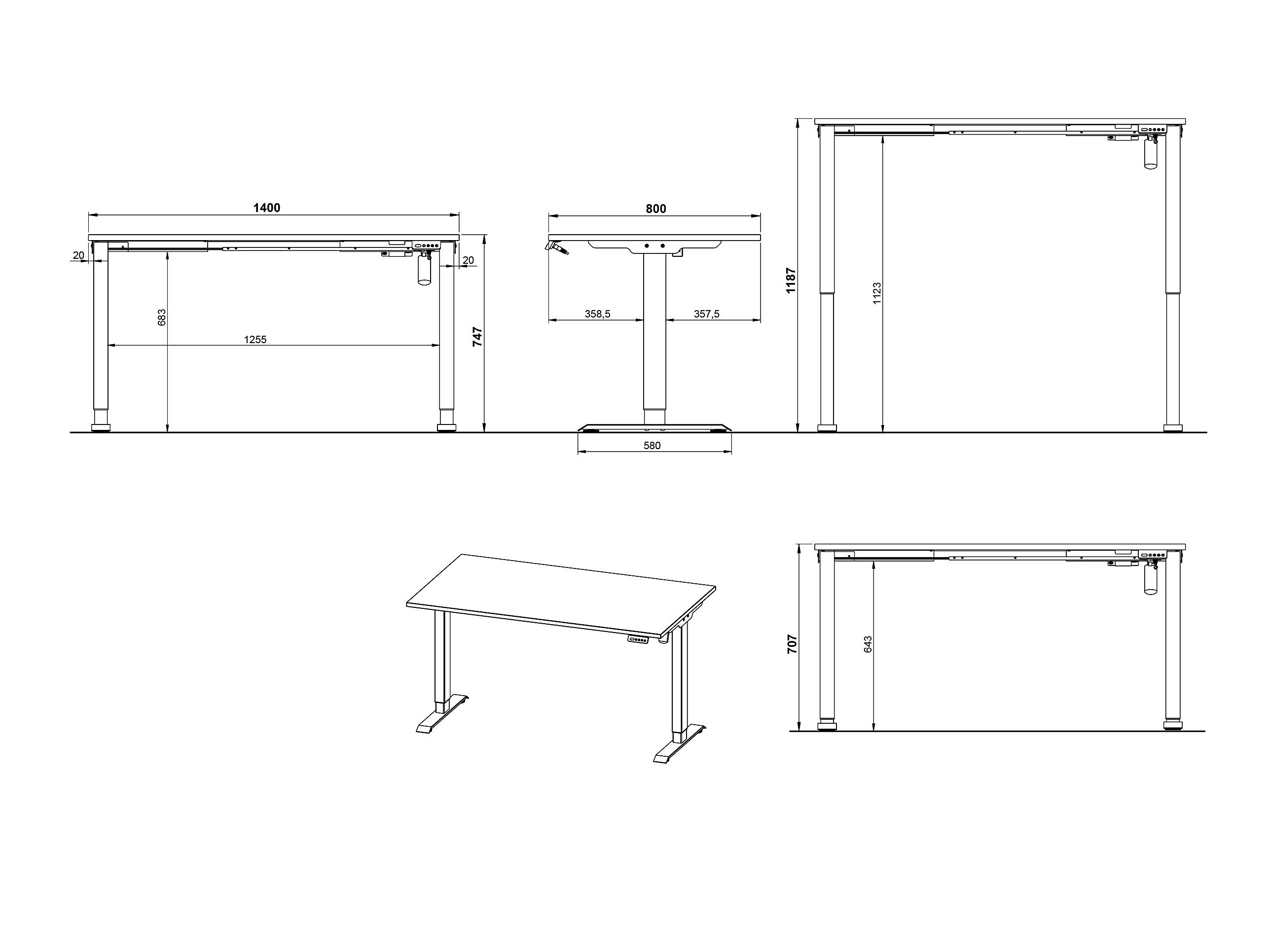 Sto sa podesivom visinom Lartesi 116 (Graphite + Srebrna)