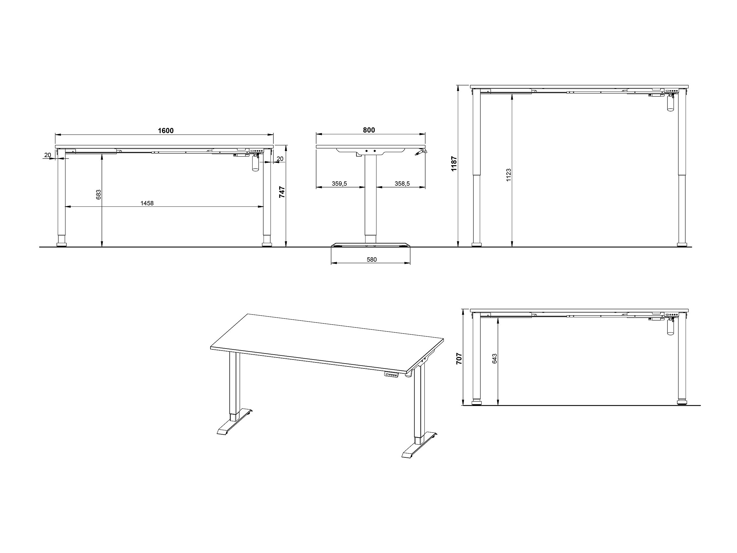 Sto sa podesivom visinom Lartesi 117 (Belo + Srebrna)