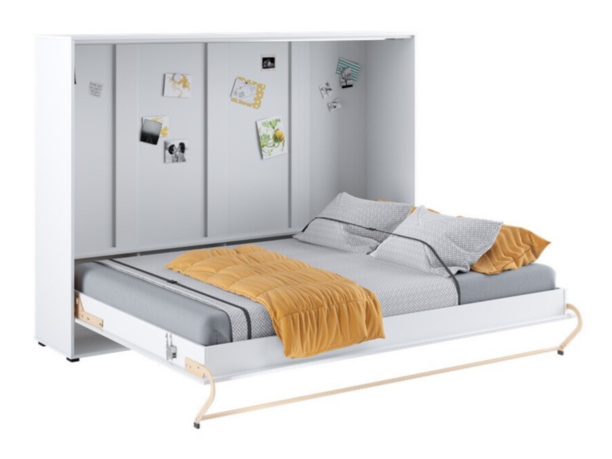 Zidni krevet Concept Pro Lenart IV (Belo + Sjajno belo)