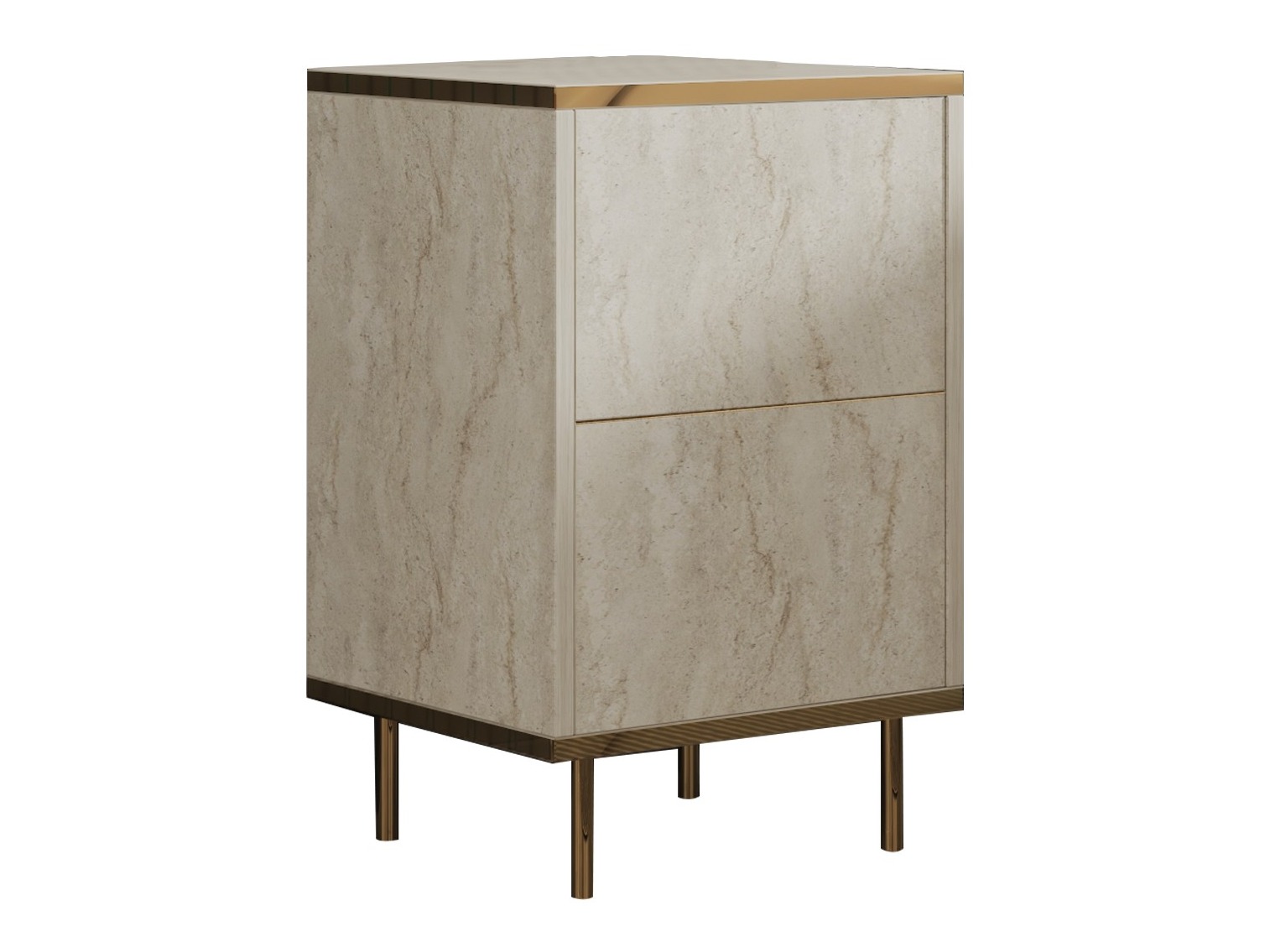 Noćni ormarić Kailua 2575 (Svetlo Travertine + Zlatna)