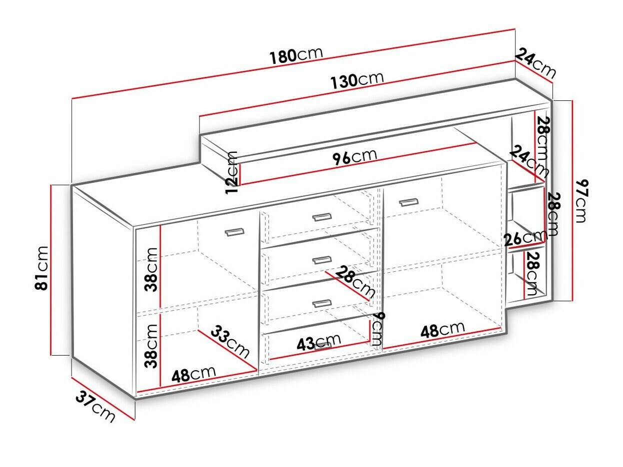Komoda Lutiva 106 (Mat crna)