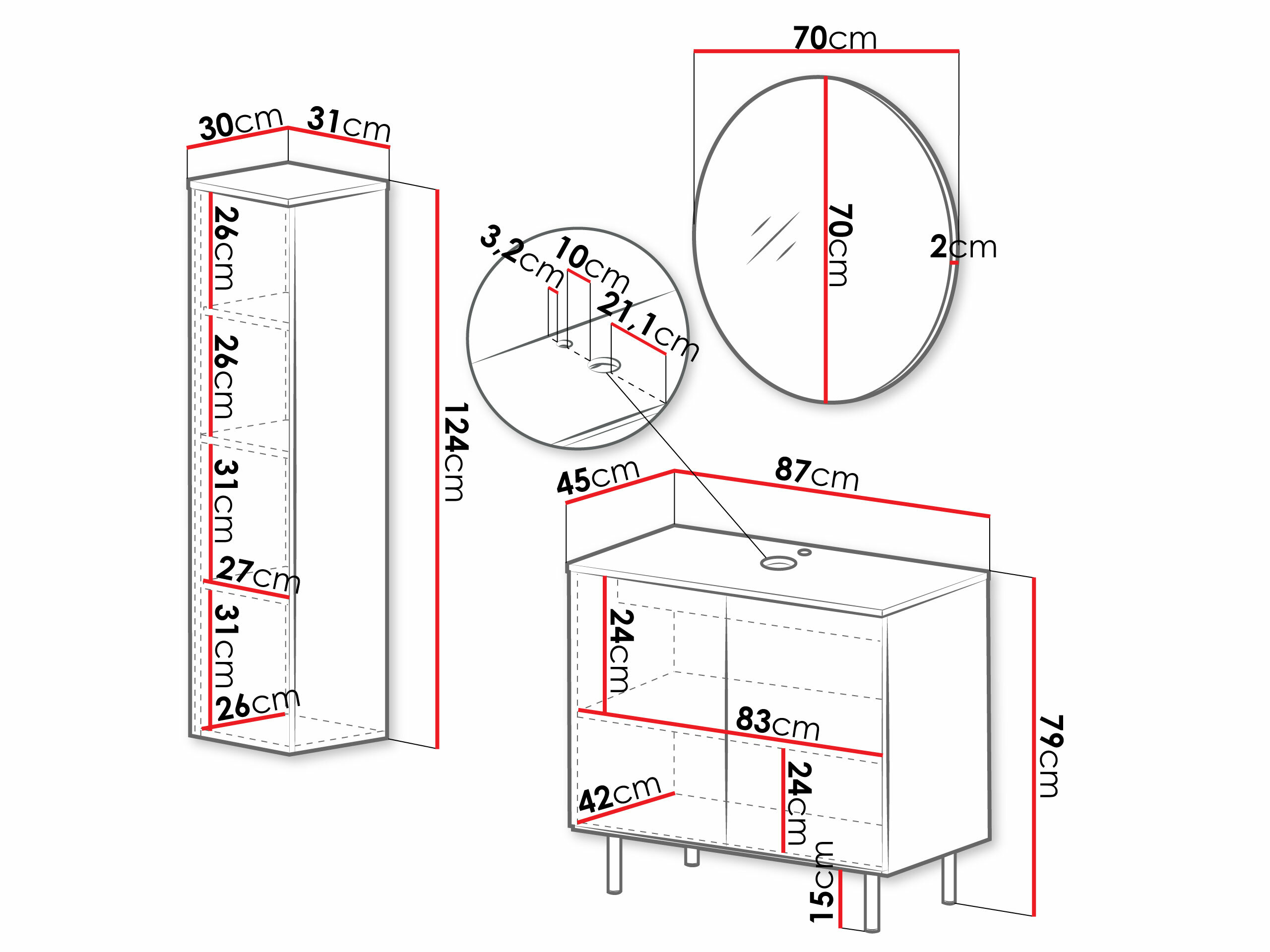 Set za kupatilo Virdomi 110 (Crno)