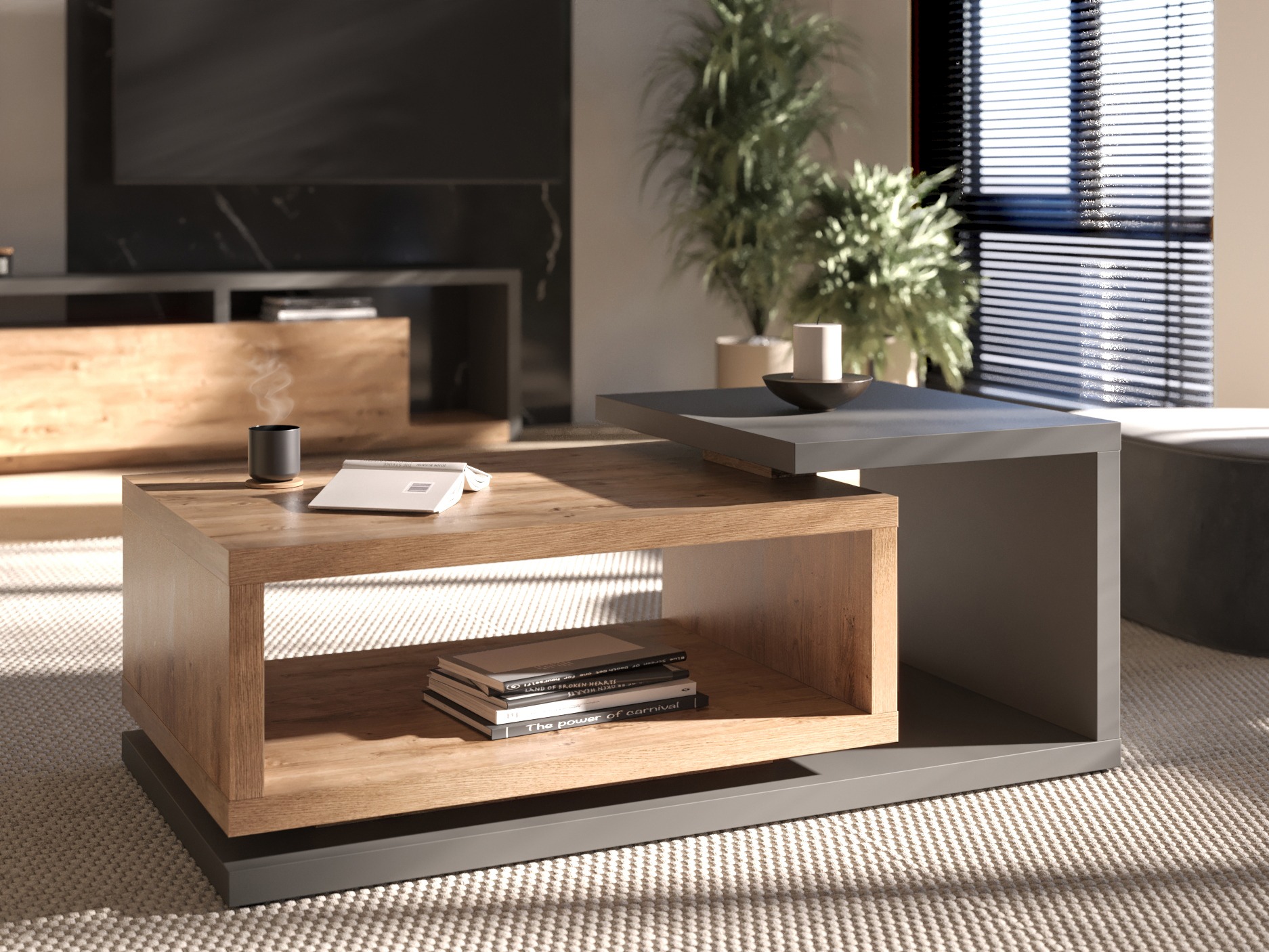 Stočić za kafu Lutiva 104 (Antricit (ugalj) + Ribbec hrast)