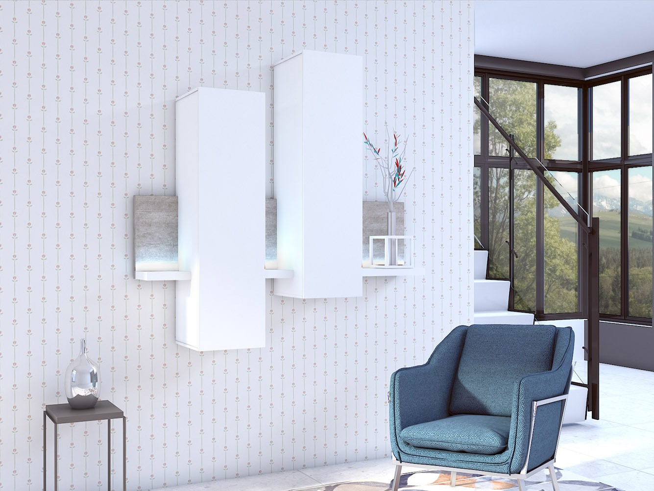 Zidni ormarić Lutiva 101 (Belo + Boja betona)