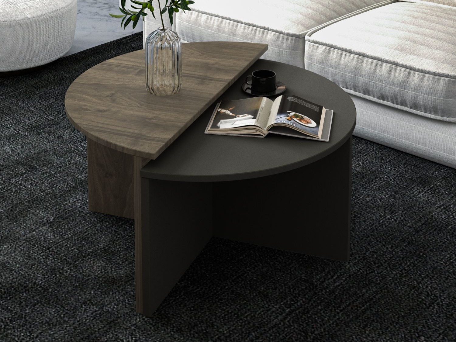 Set stočića za kafu Kailua 2581 (Antracit + Orah)