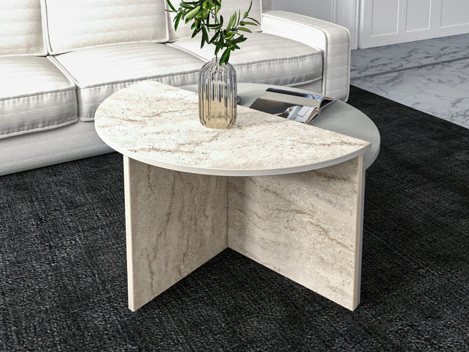 Set stočića za kafu Kailua 2581 (Sivo + Svetlo Travertine)