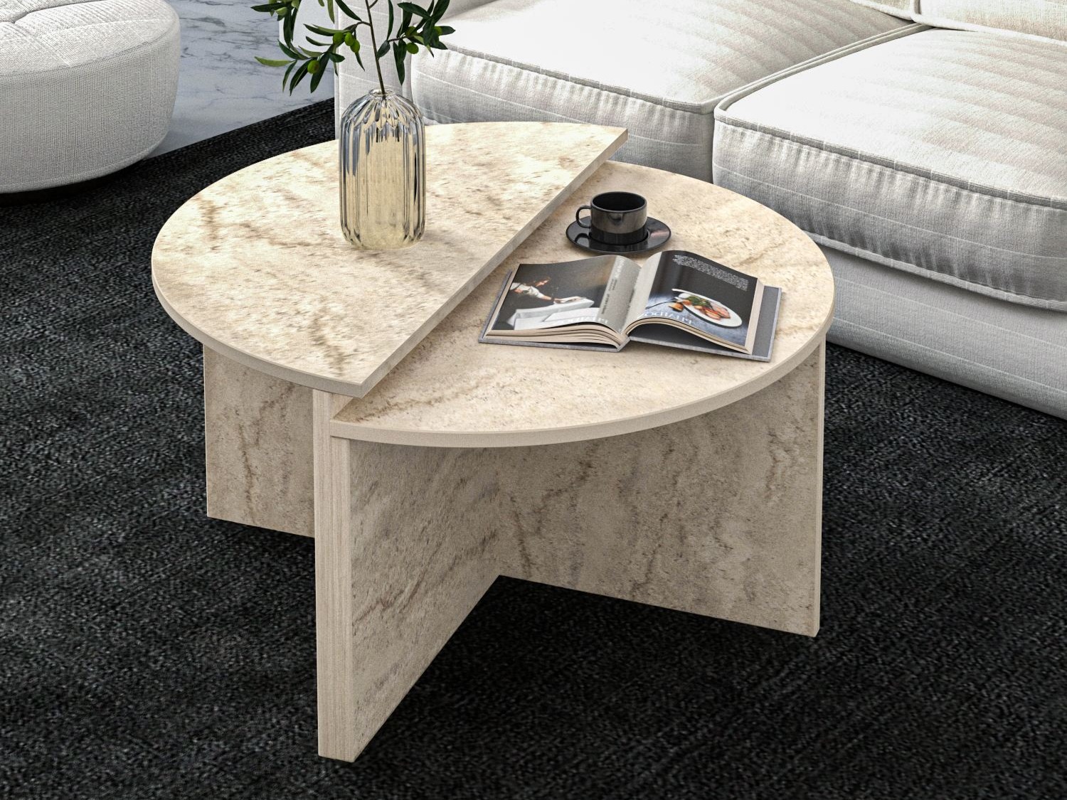 Set stočića za kafu Kailua 2581 (Svetlo Travertine)
