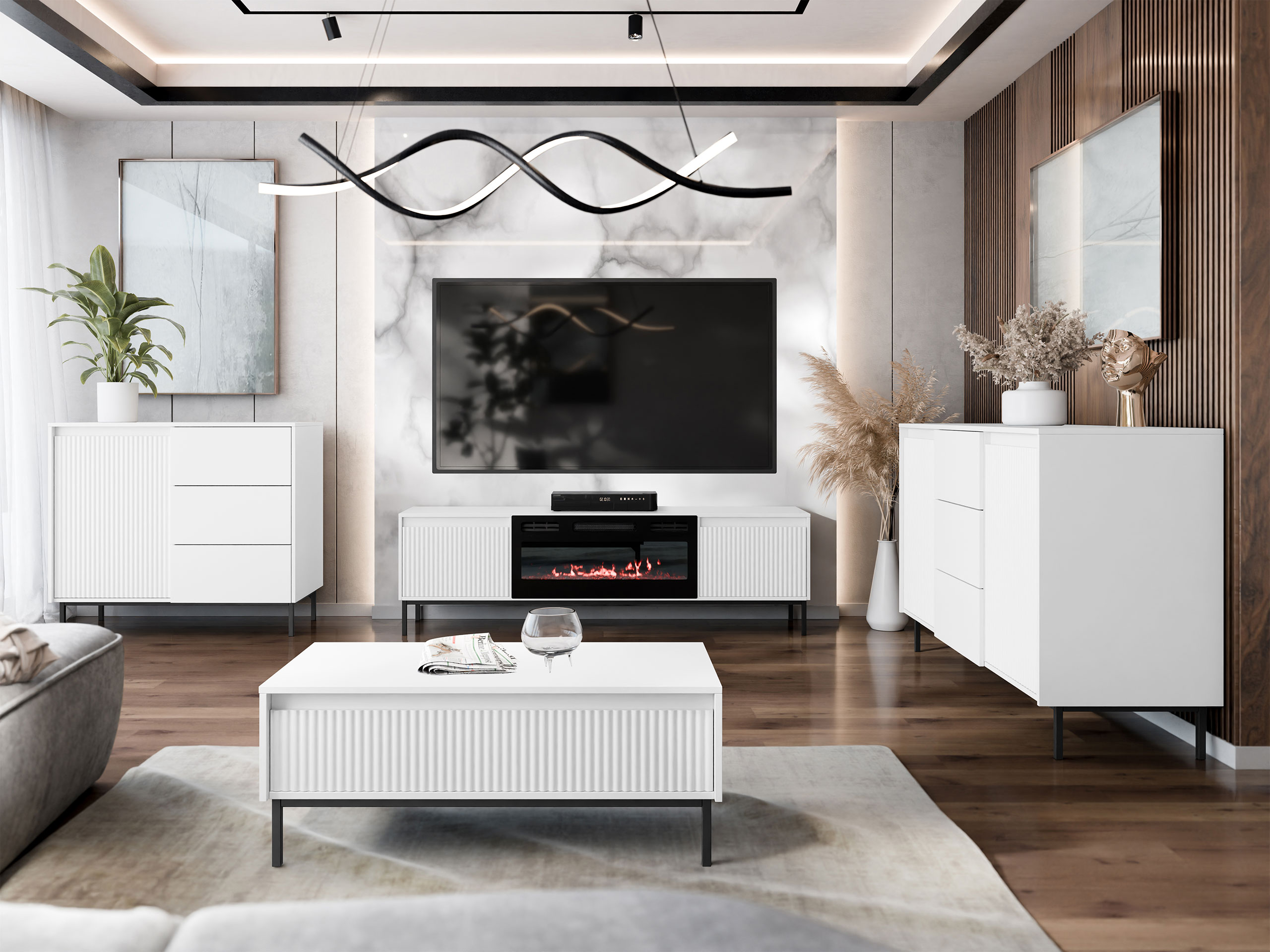 Set za dnevnu sobu Comfivo Delruva 109 (Belo)