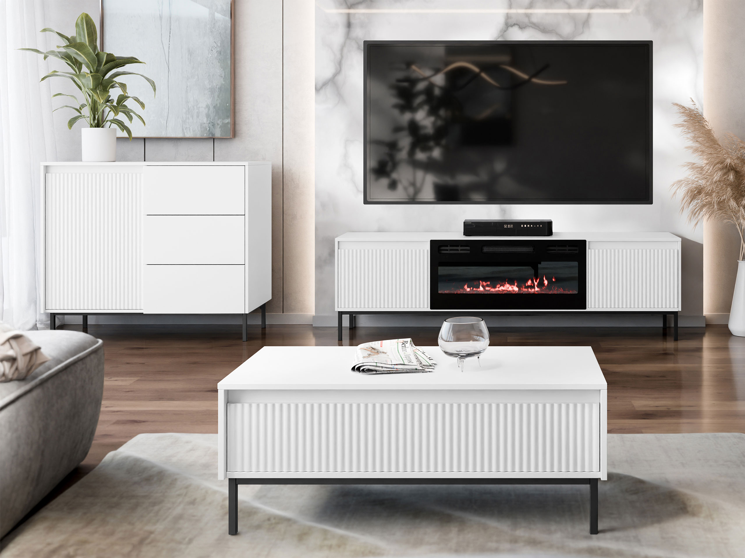 Set za dnevnu sobu Comfivo Delruva 110 (Belo)