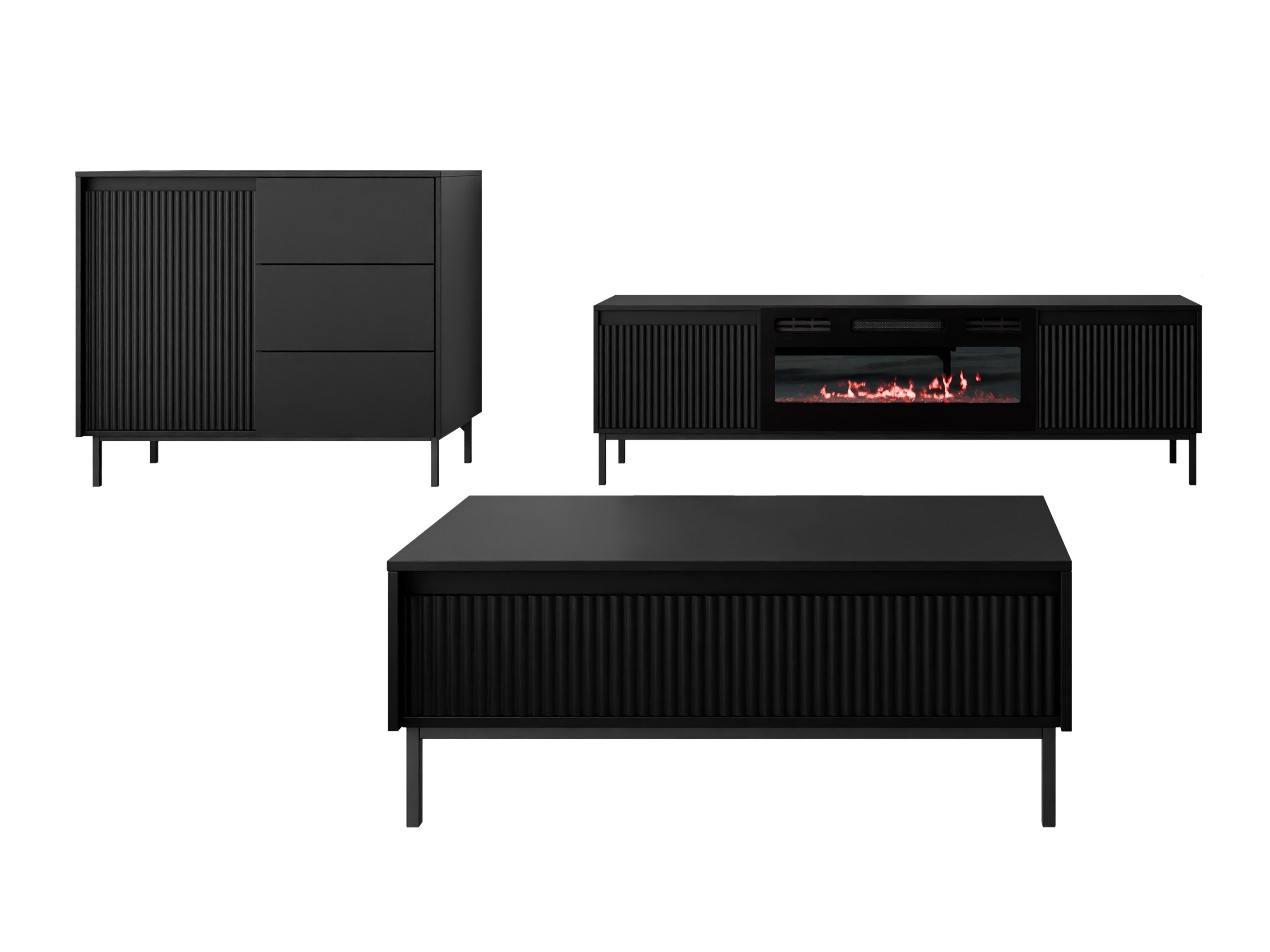 Set za dnevnu sobu Comfivo Delruva 110 (Crno)