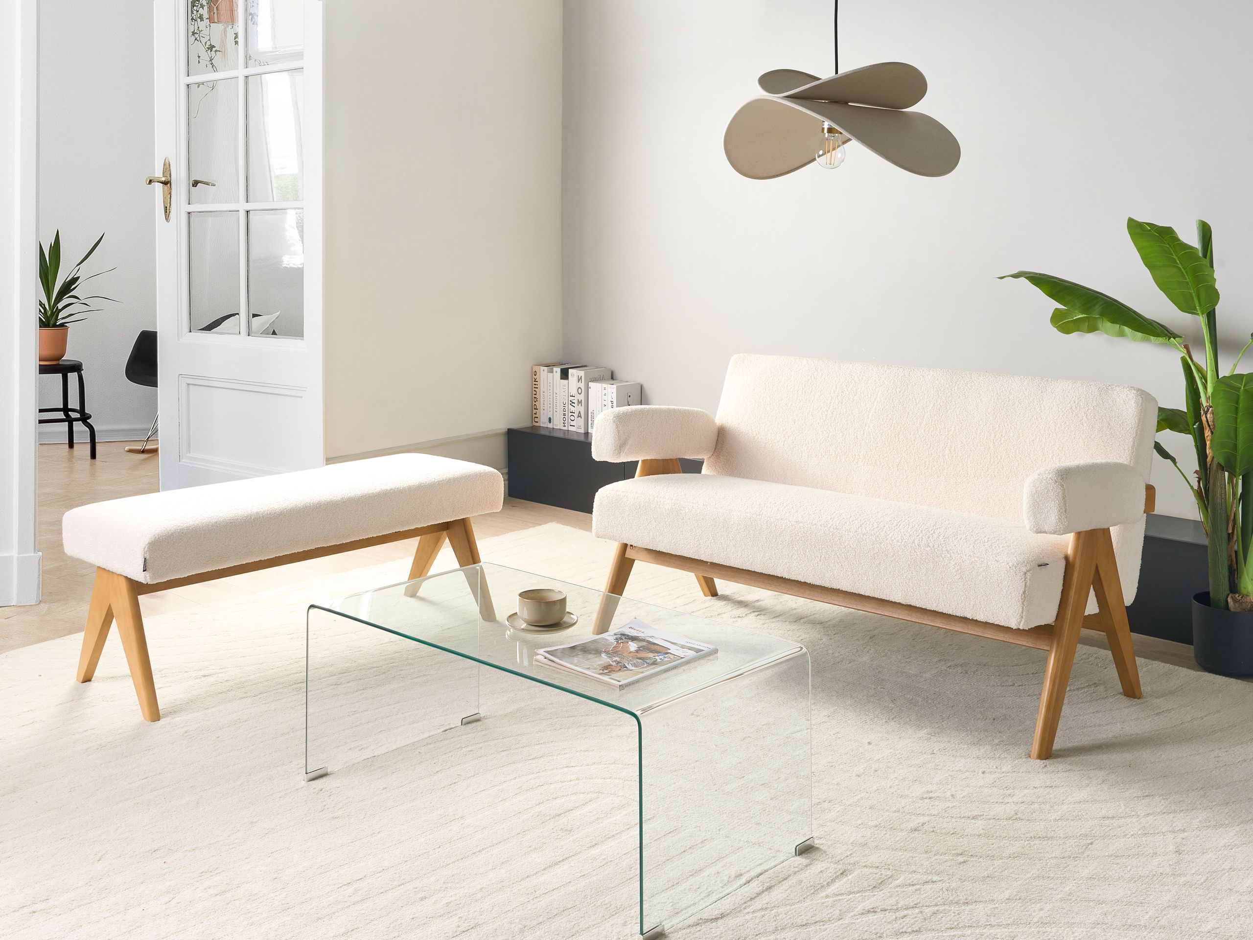 Sofa Berwyn 2713 (Belo + Svetlo drvo)