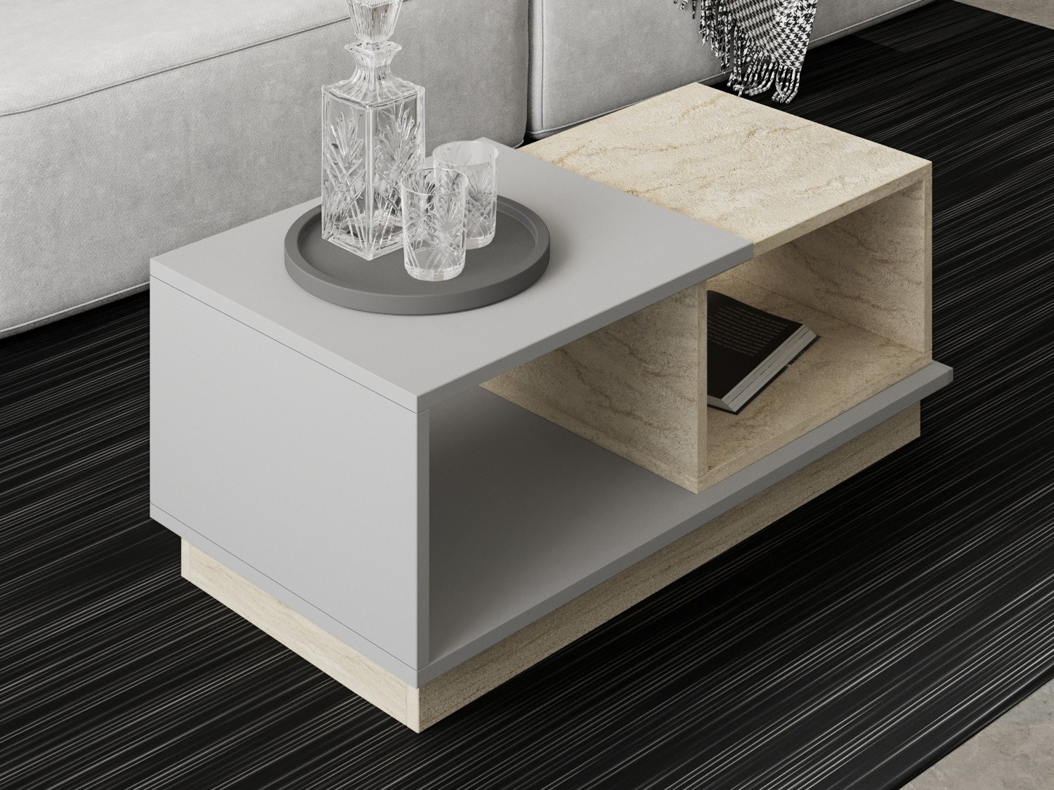Stočić za kafu Kailua 2582 (Sivo + Svetlo Travertine)