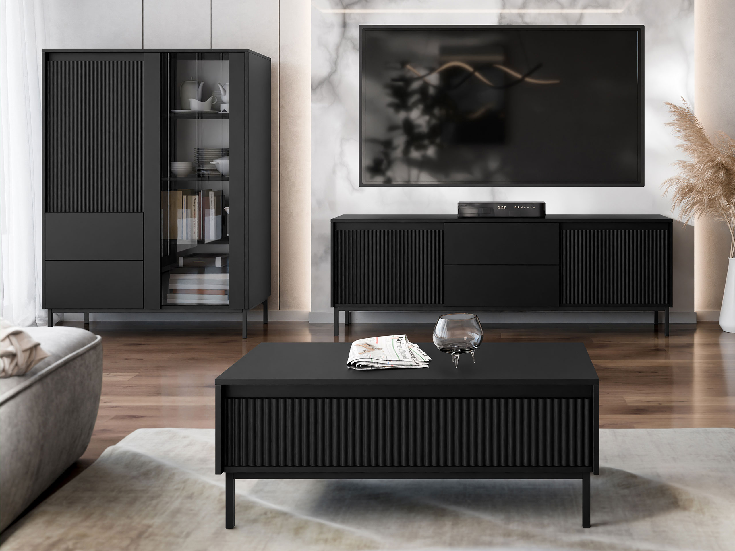 Set za dnevnu sobu Comfivo Delruva V (Crno)