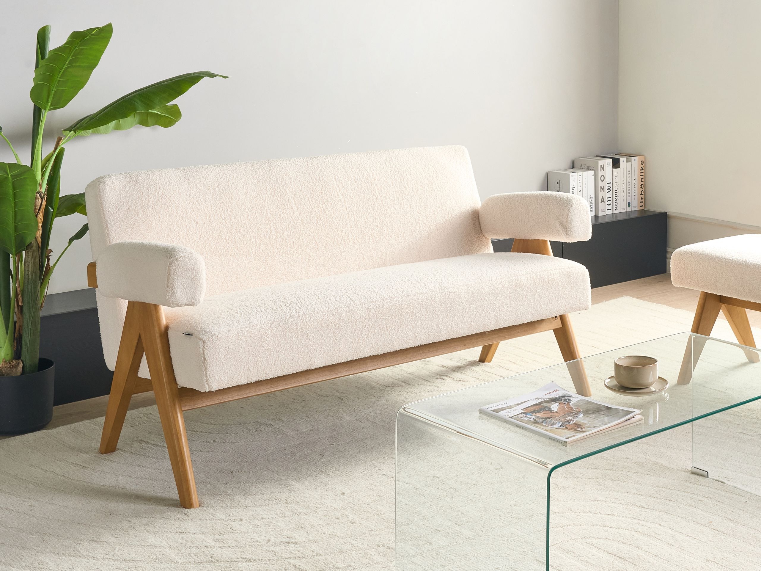 Sofa Berwyn 2713 (Belo + Svetlo drvo)
