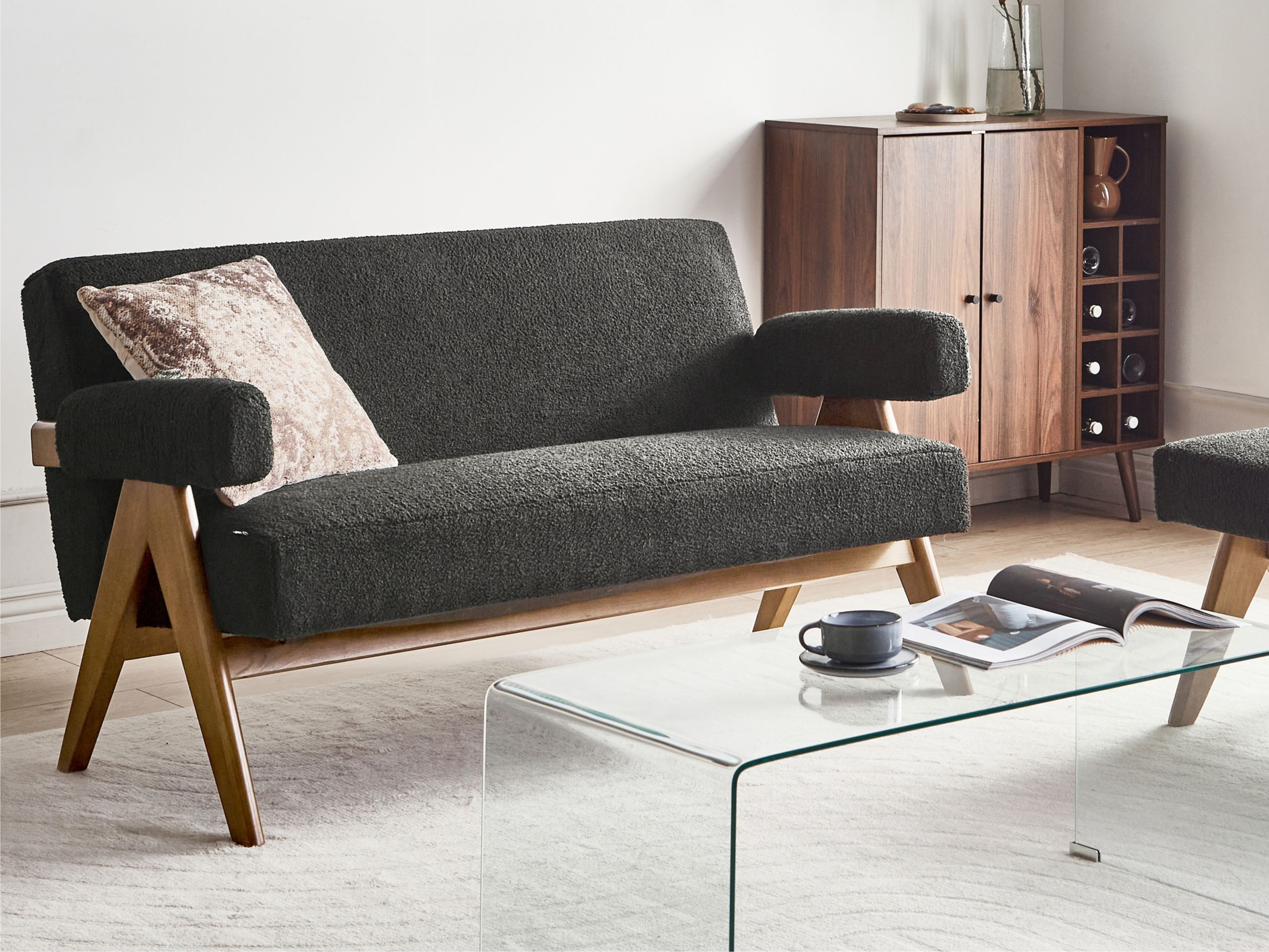 Sofa Berwyn 2713 (Crno + Tamno drvo)