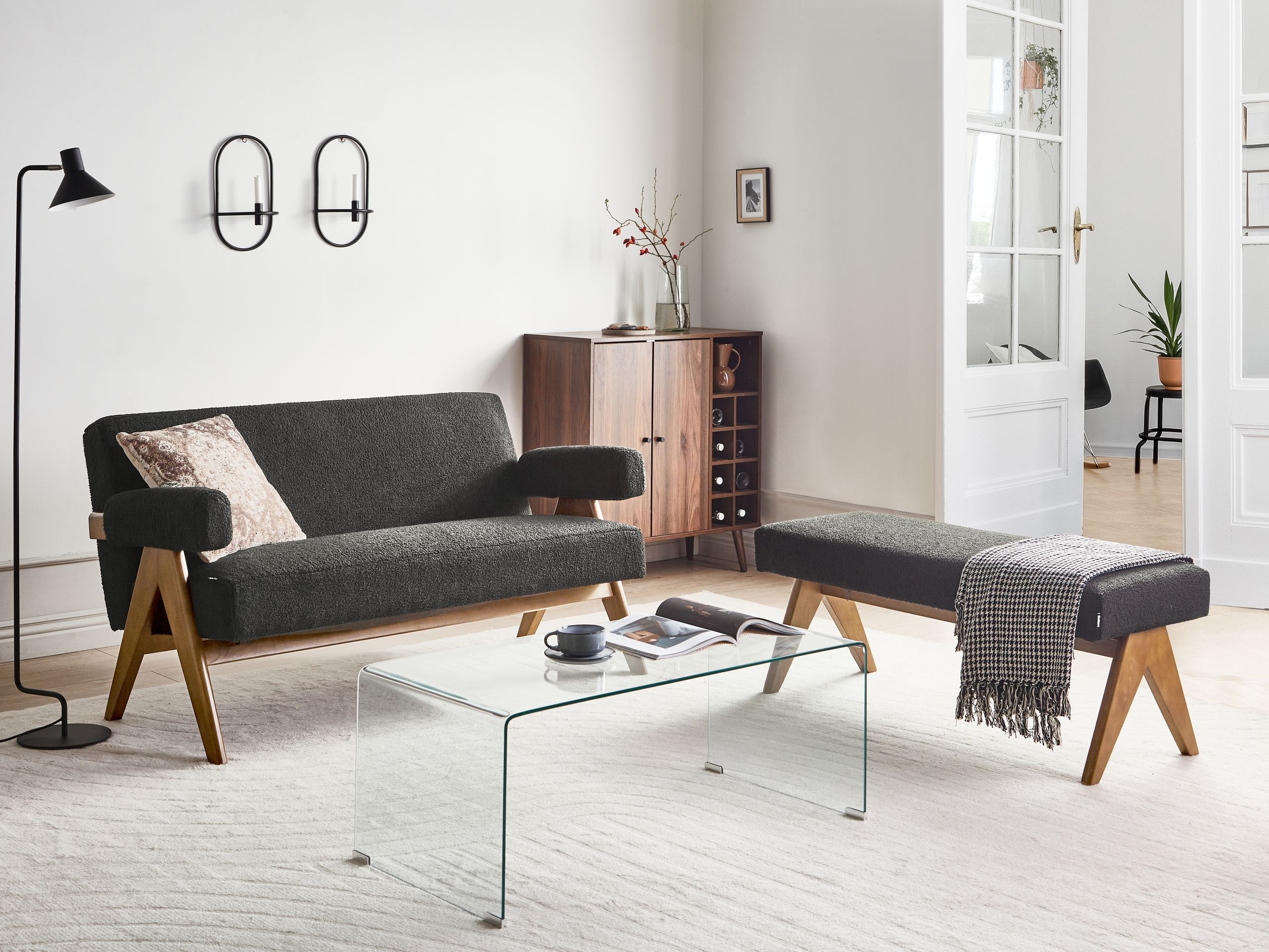 Sofa Berwyn 2713 (Crno + Tamno drvo)