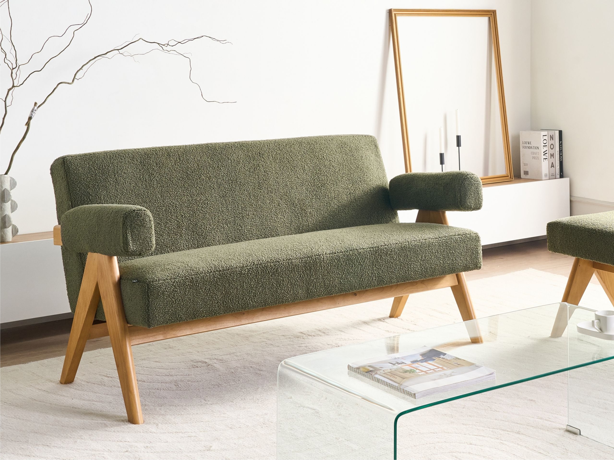 Sofa Berwyn 2713 (Zelena + Svetlo drvo)
