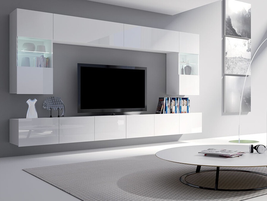 Zidni ormarić Tivdalu 101 (Belo + Sjajno belo)