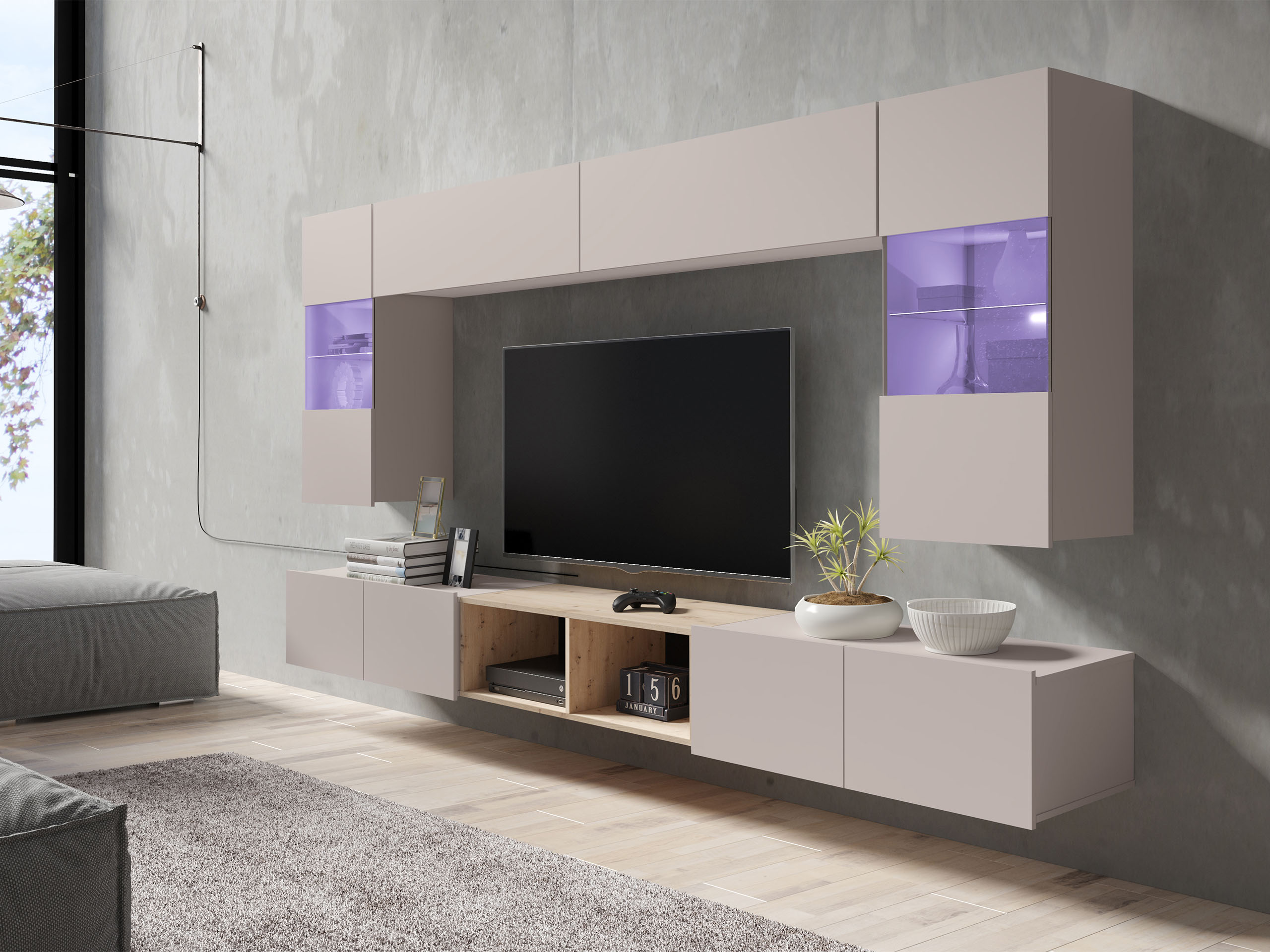 Set za dnevnu sobu Remus XXIV (Kašmir + Artisan hrast)