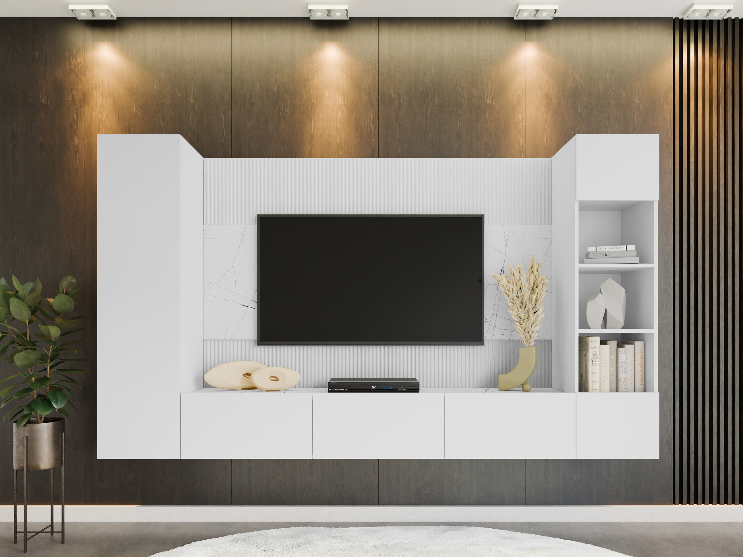 Set za dnevnu sobu Comfivo 450 (Belo + Beli mermer)