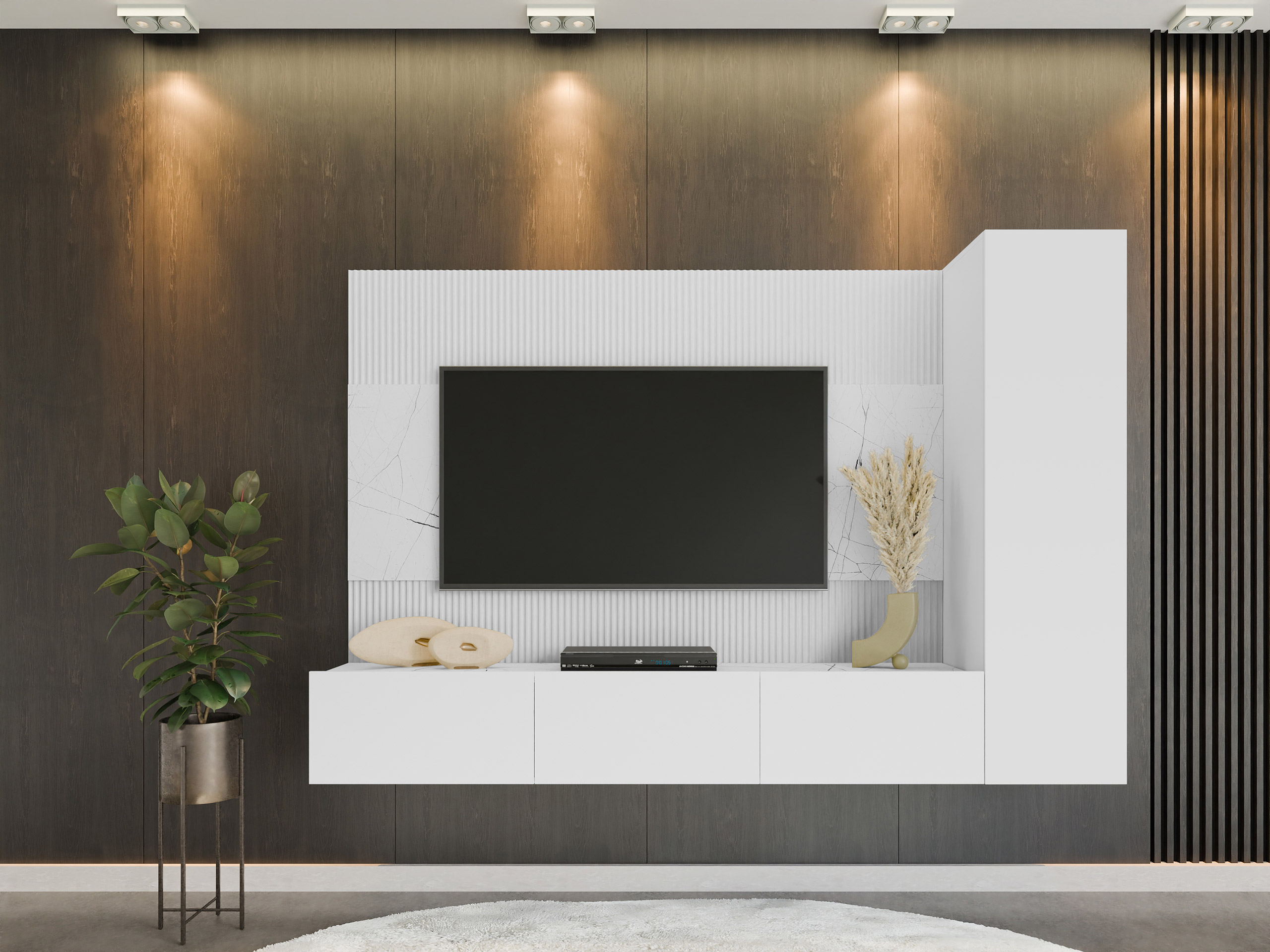 Set za dnevnu sobu Comfivo Salix VI (Belo + Beli mermer)