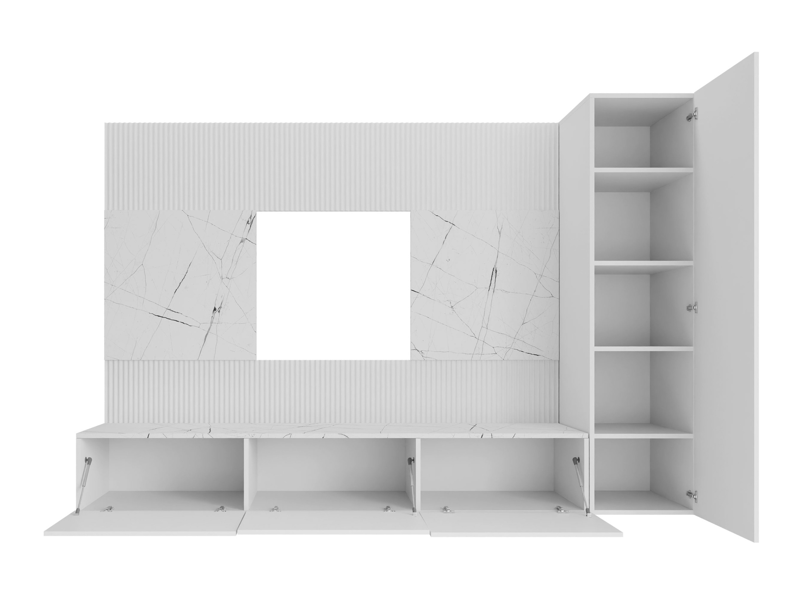 Set za dnevnu sobu Comfivo Salix VI (Belo + Beli mermer)