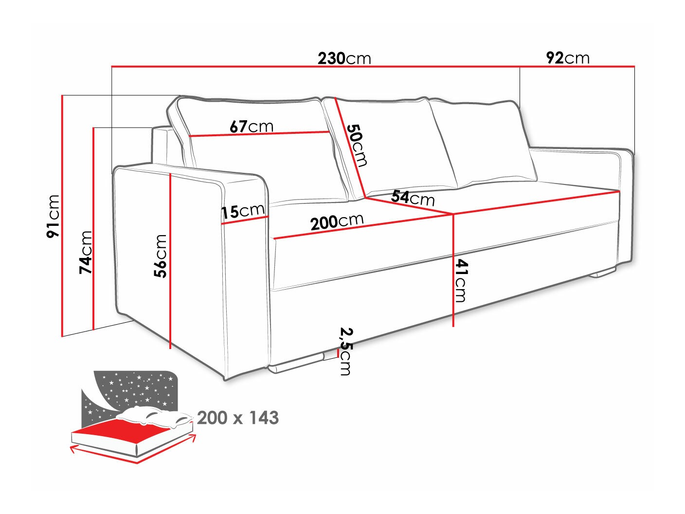 Sofa na razvlačenje Decatur 101 (Forever 66 + Forever 60)