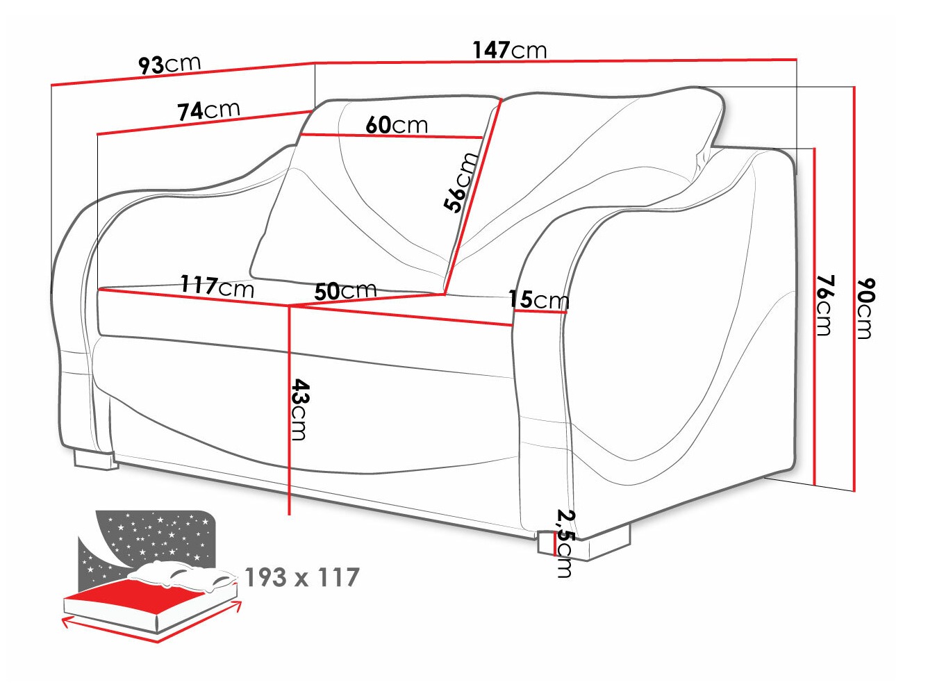 Sofa na razvlačenje Decatur 102 (Rombix 017 + Lawa 17)