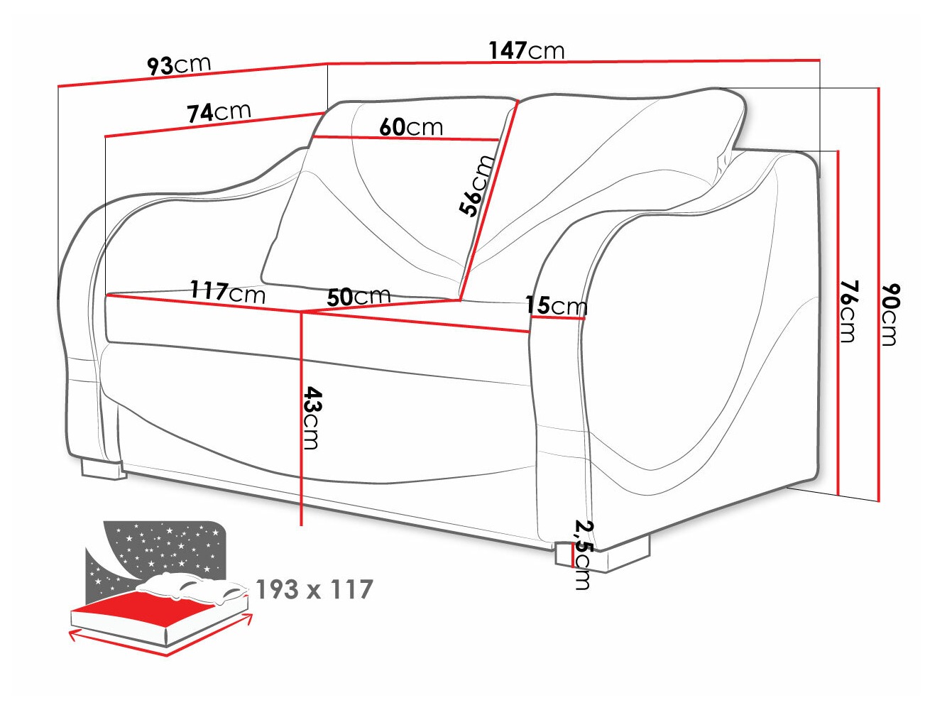 Sofa na razvlačenje Decatur 102 (W-69 + Berlin 03)