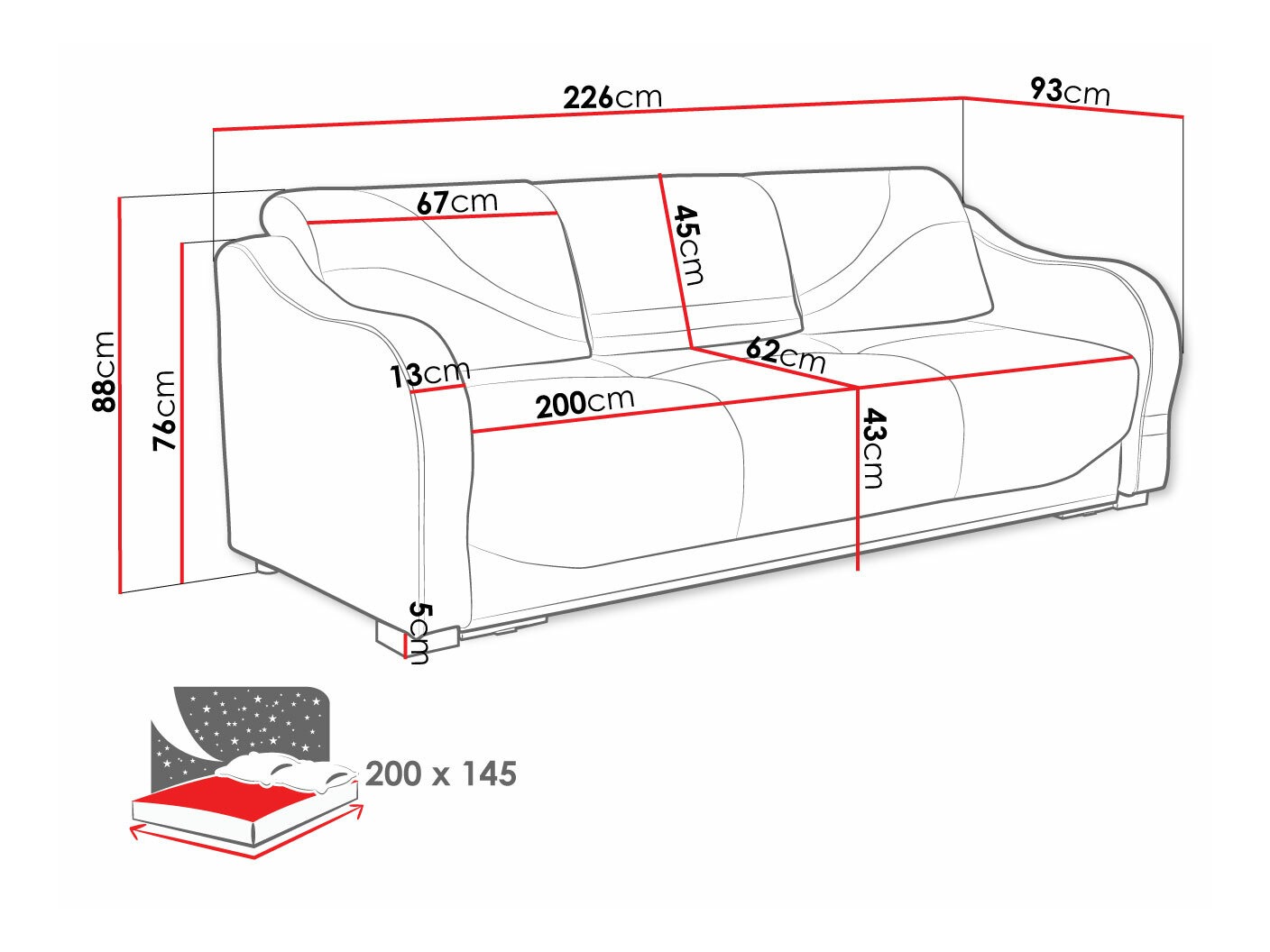 Sofa na razvlačenje Decatur 104