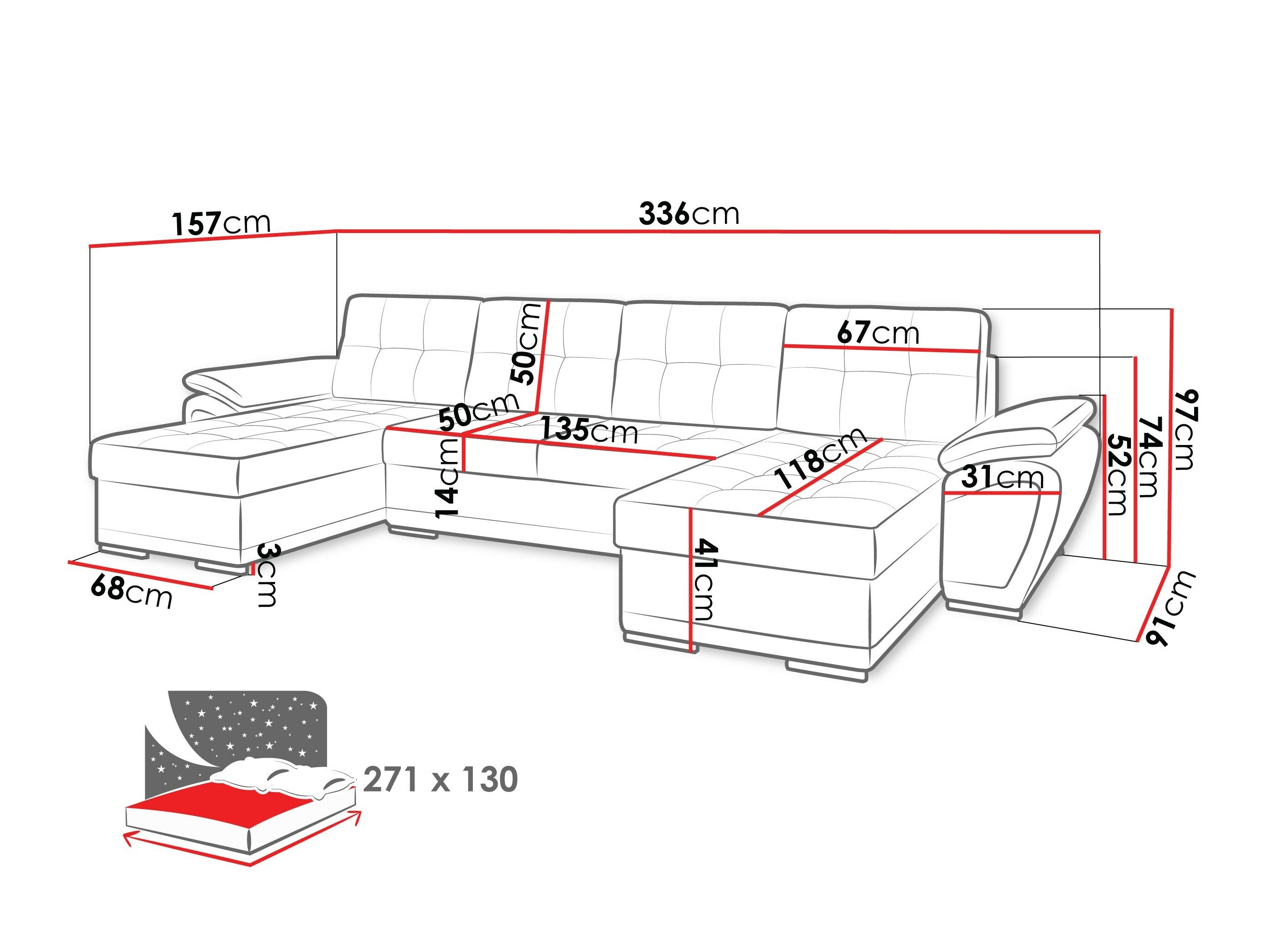 Ugaona sofa Arvada 115 (Rico 21 + Mekan 33)