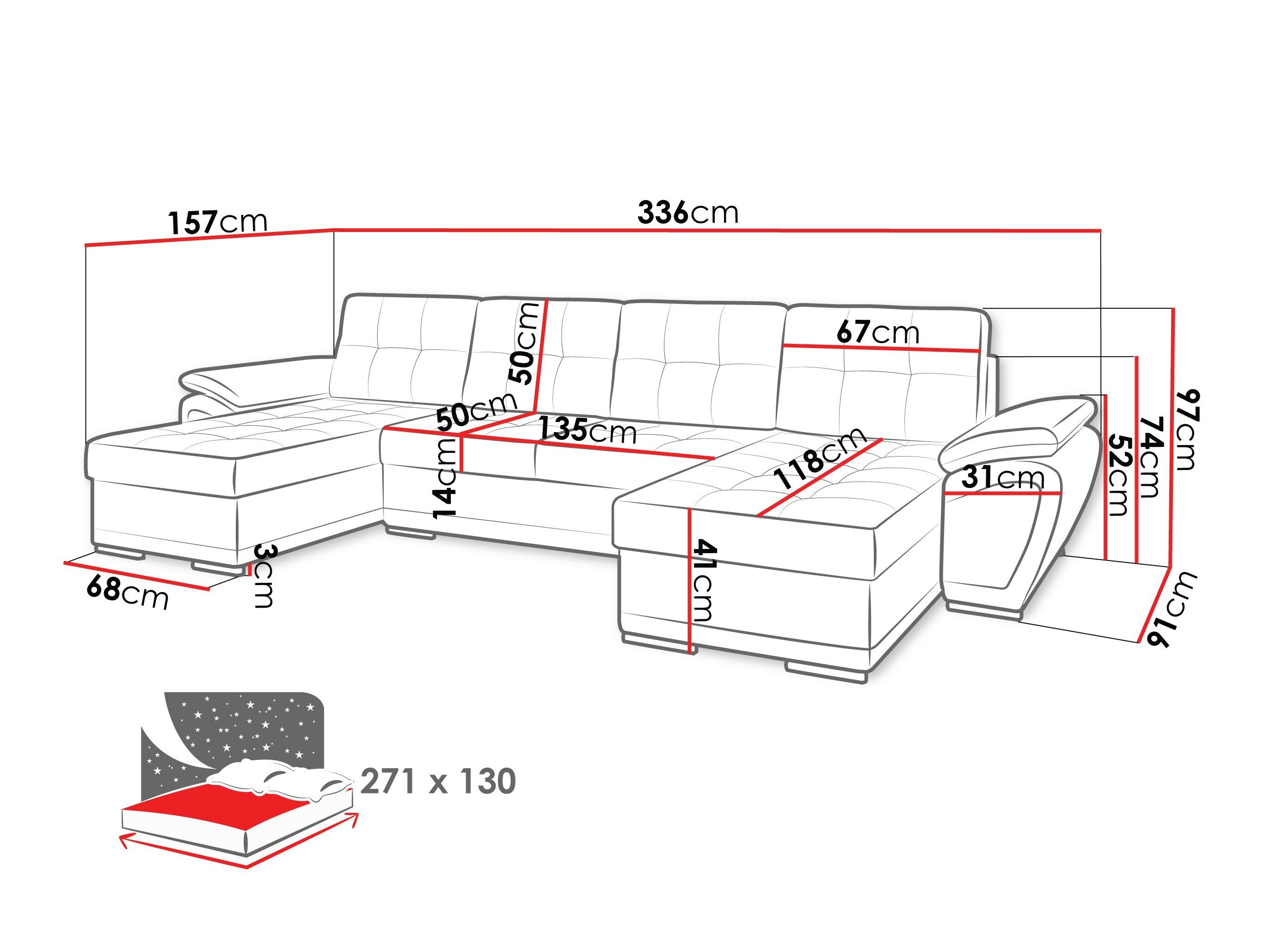 Ugaona sofa Arvada 115 (Rico 23 + Soft 17)