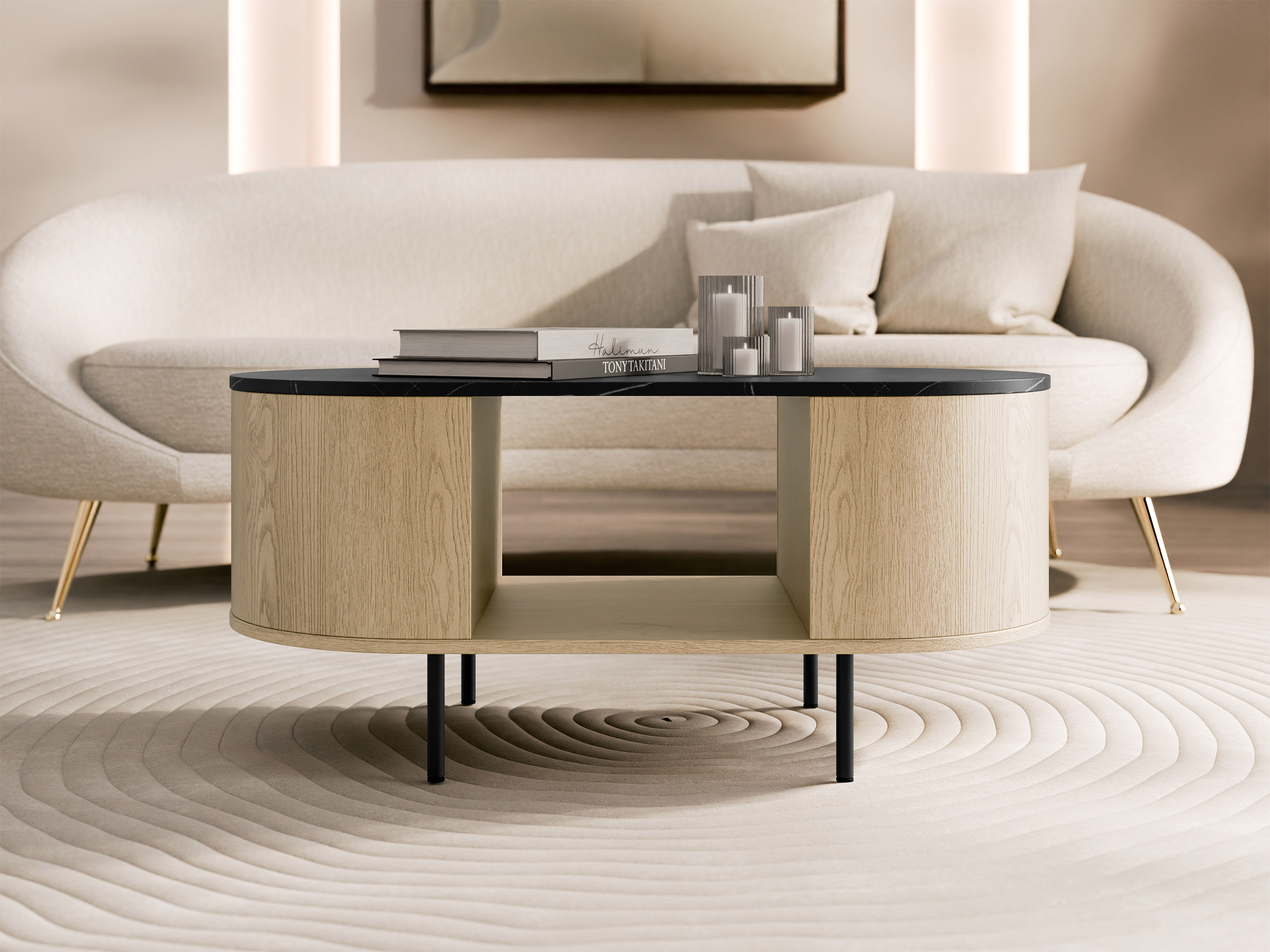 Stočić za kafu Comfivo Livtena 104 (Crni mermer + Crno)