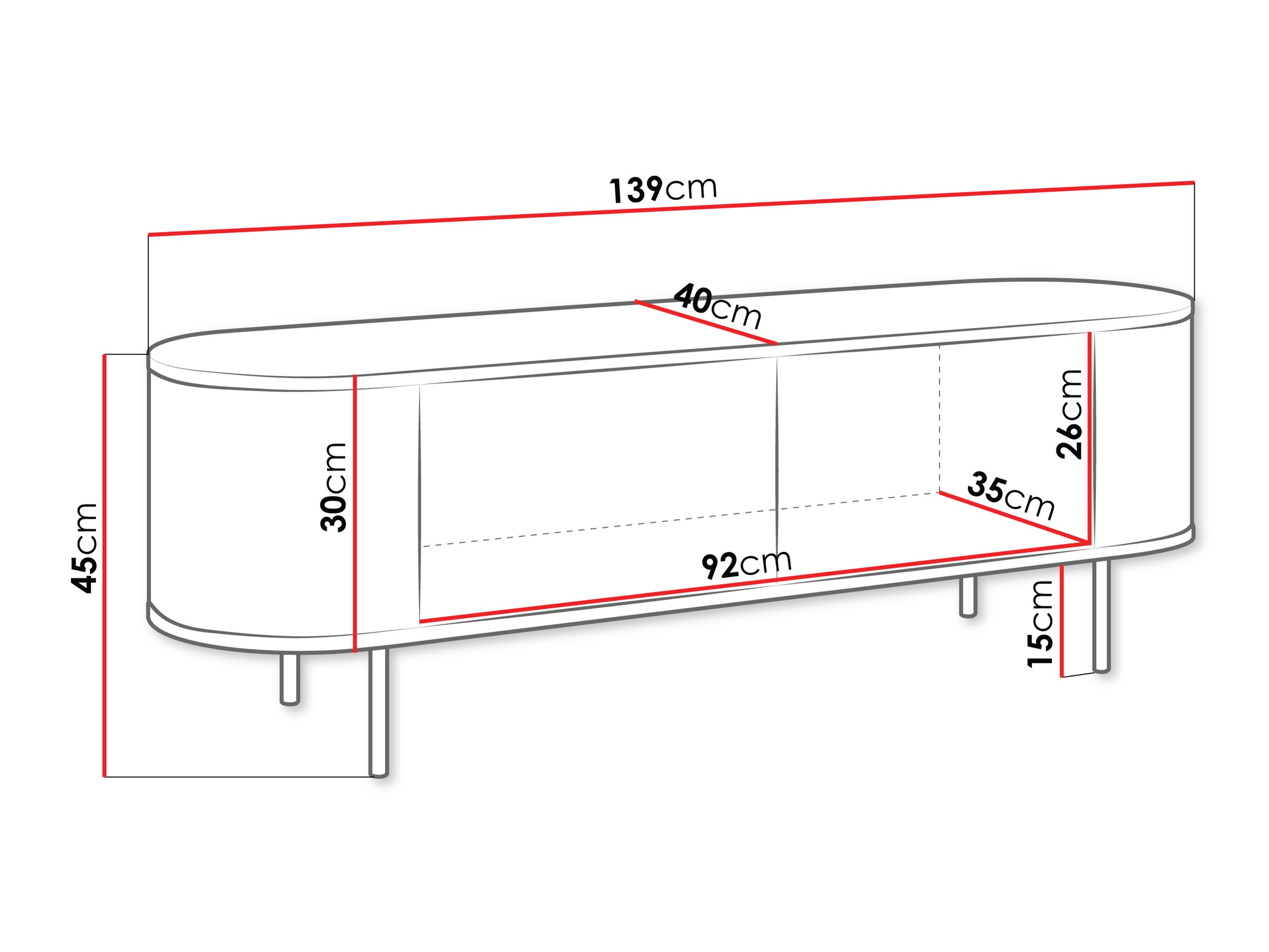 TV komoda Comfivo Livtena 102 (Crni mermer + Crno)