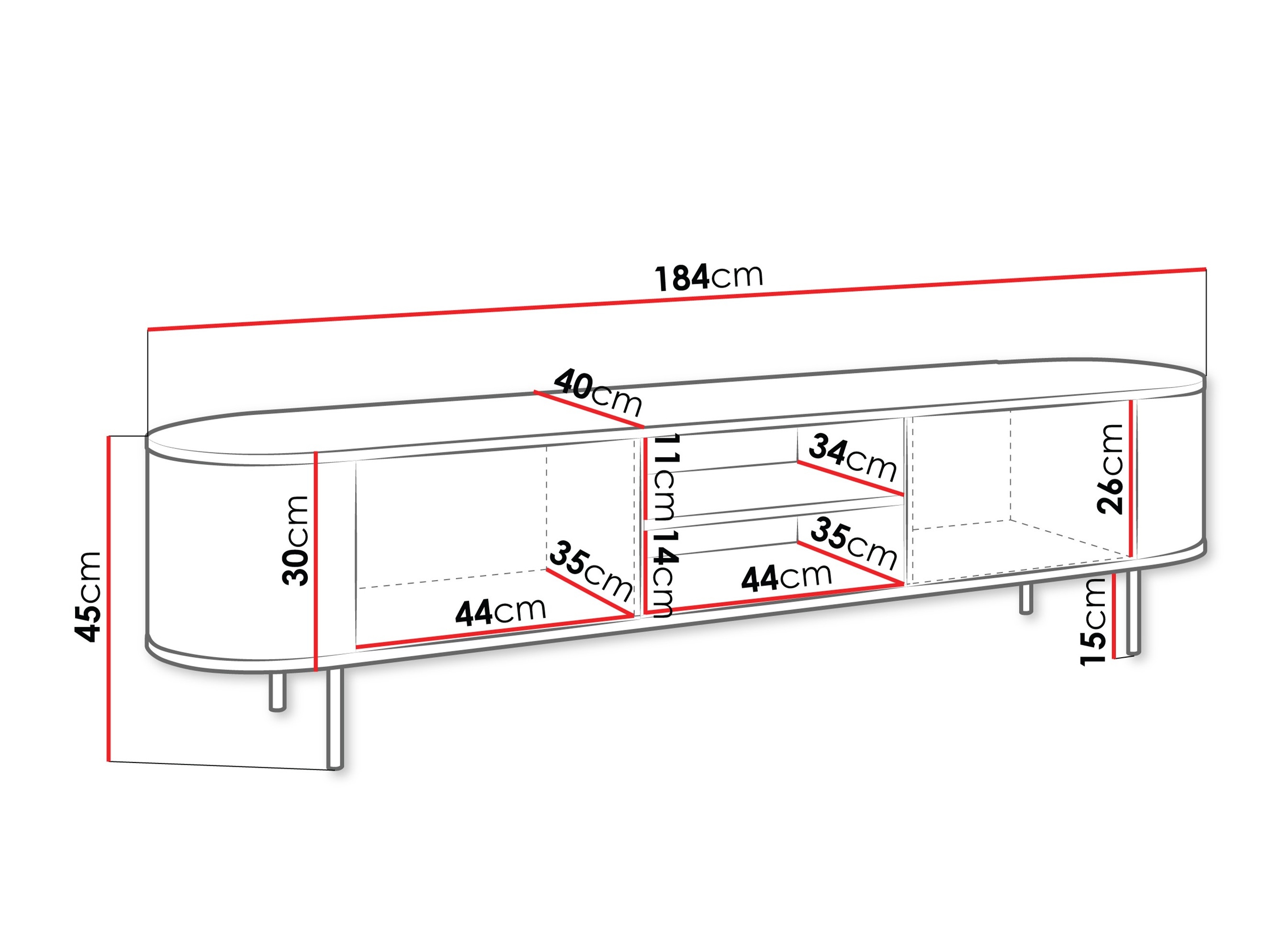 TV komoda Comfivo Livtena 103 (Crni mermer + Crno)