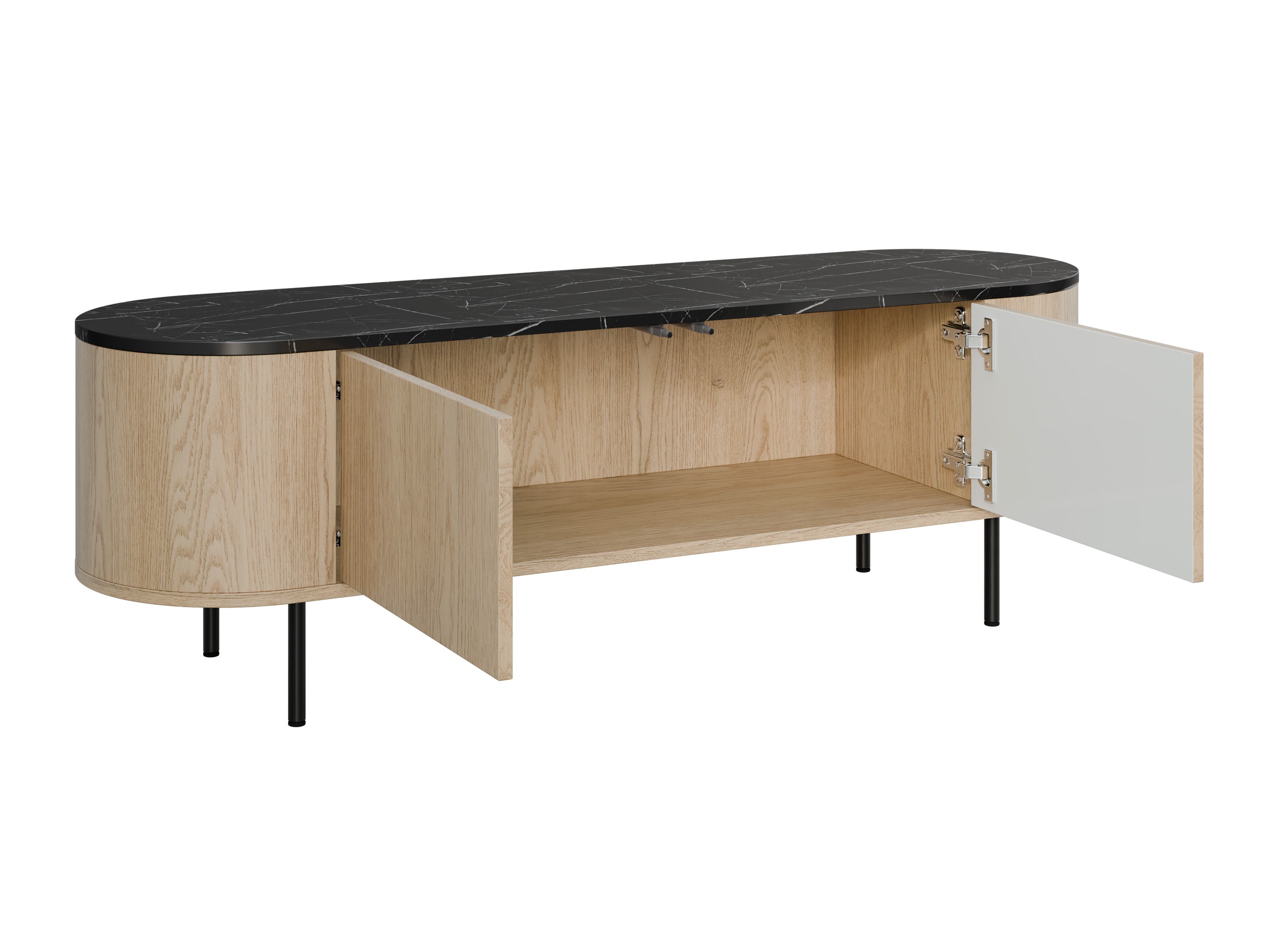 TV komoda Comfivo Livtena (Beli mermer + Zlatna)