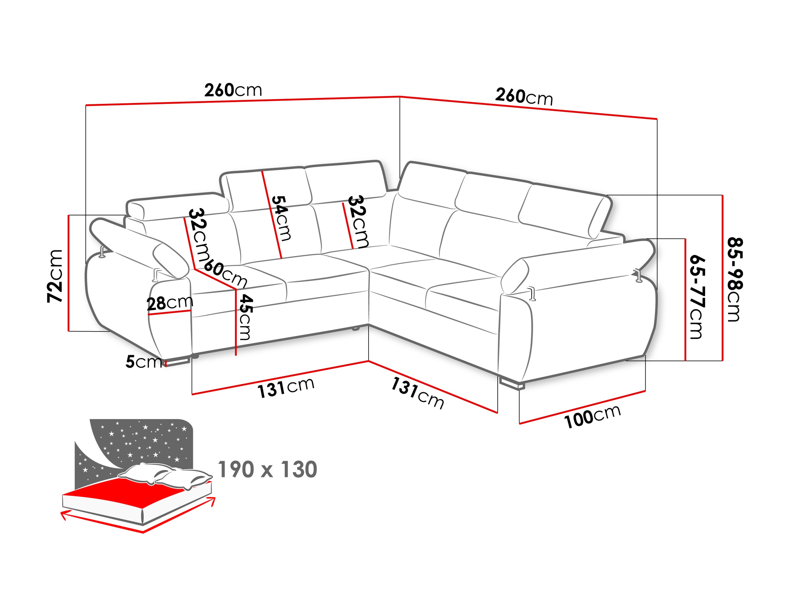 Ugaona sofa Columbus 215 (Aragon 90)