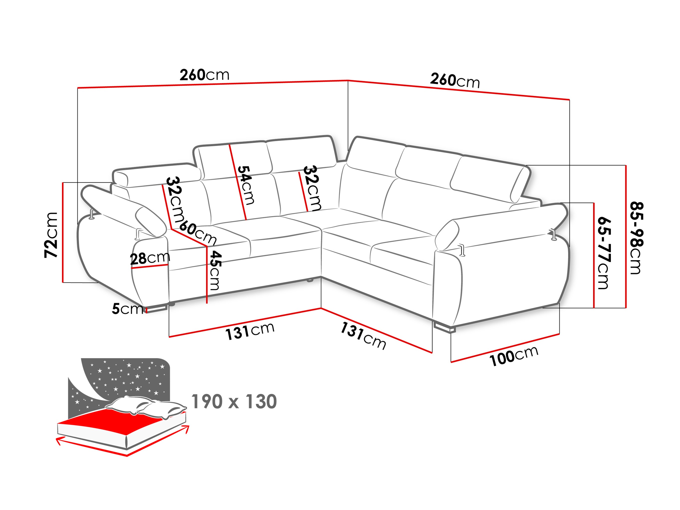 Ugaona sofa Columbus 215 (Paros 02)