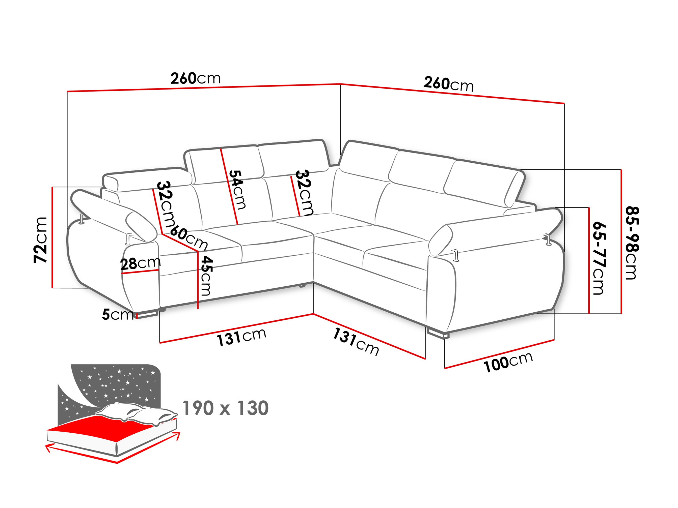 Ugaona sofa Columbus 215 (Paros 05)