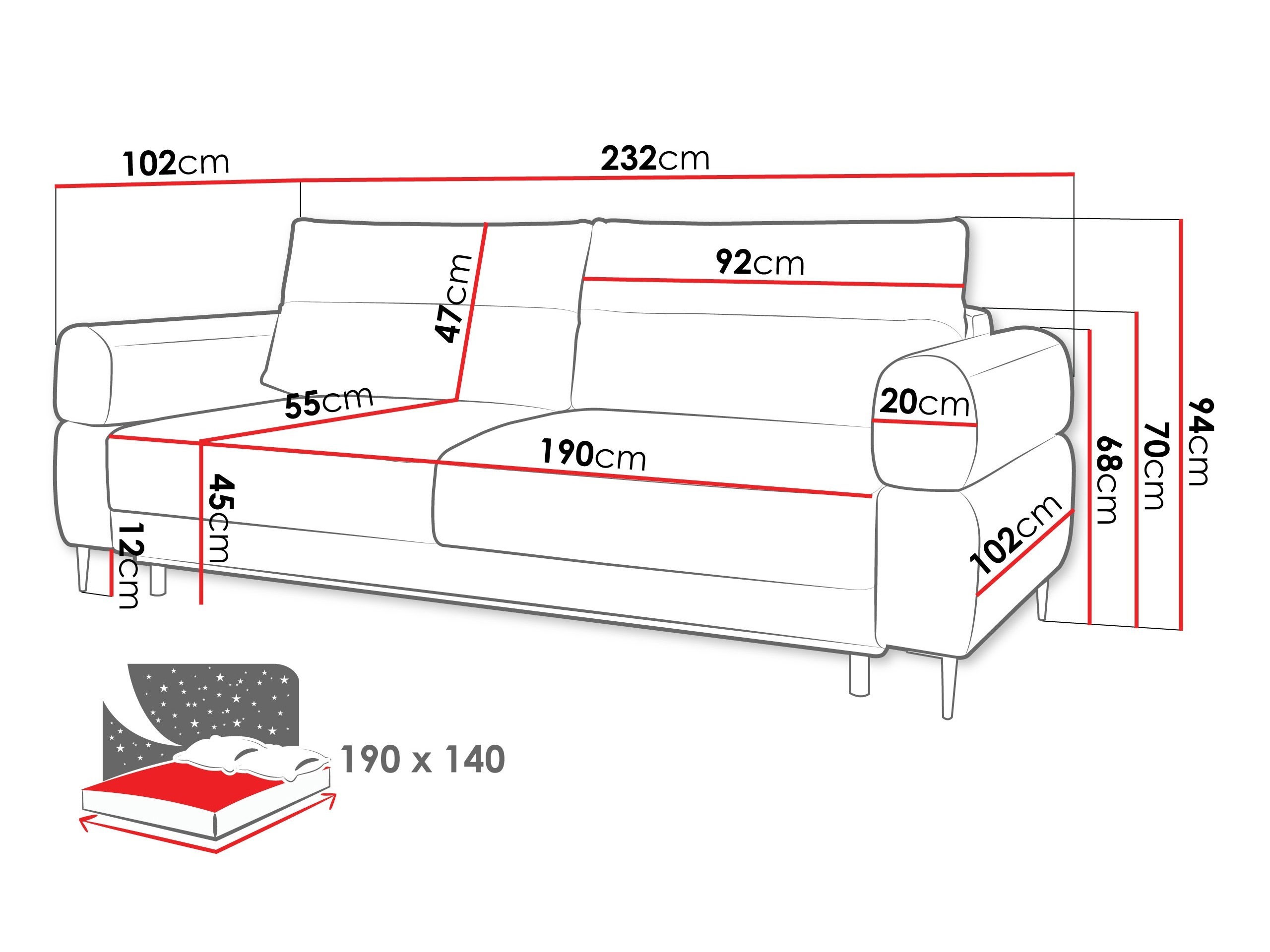 Sofa na razvlačenje ComfiDream Celel (Blur 02)